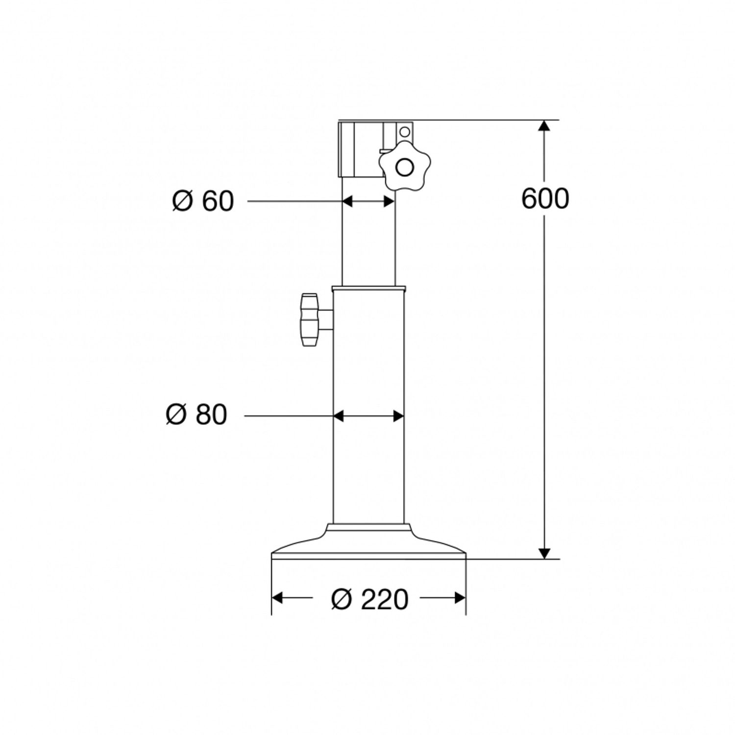 Stolstativ justerbar 40 - 60 cm Ø220 mm