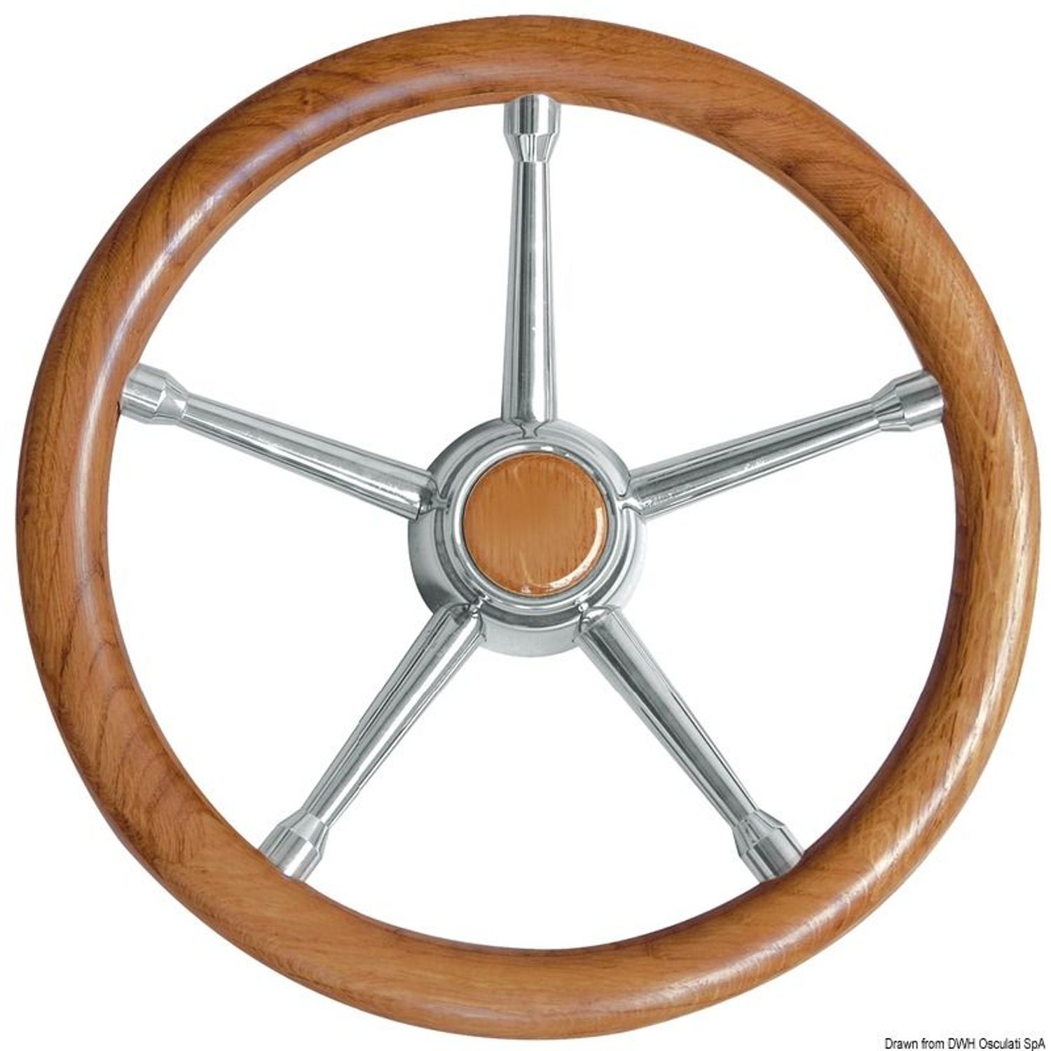 Pehmeä polyuretaaninen ohjauspyörä teak/SS 350 mm