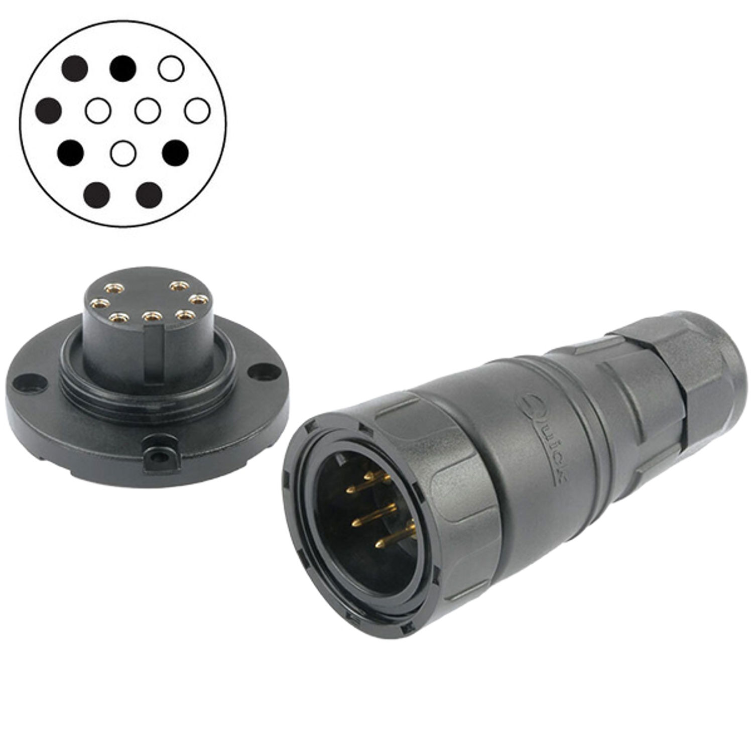 Pikakansi pistoke 7-nastainen kultainen 12Amp