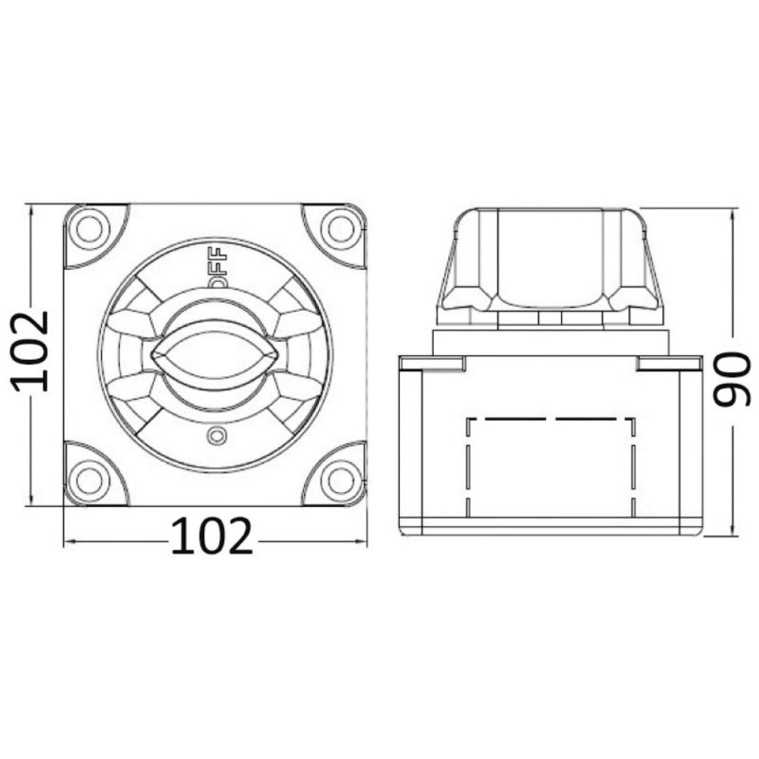 Akkuerotin/päävirtakytkin 550A OFF-ON-BOTH