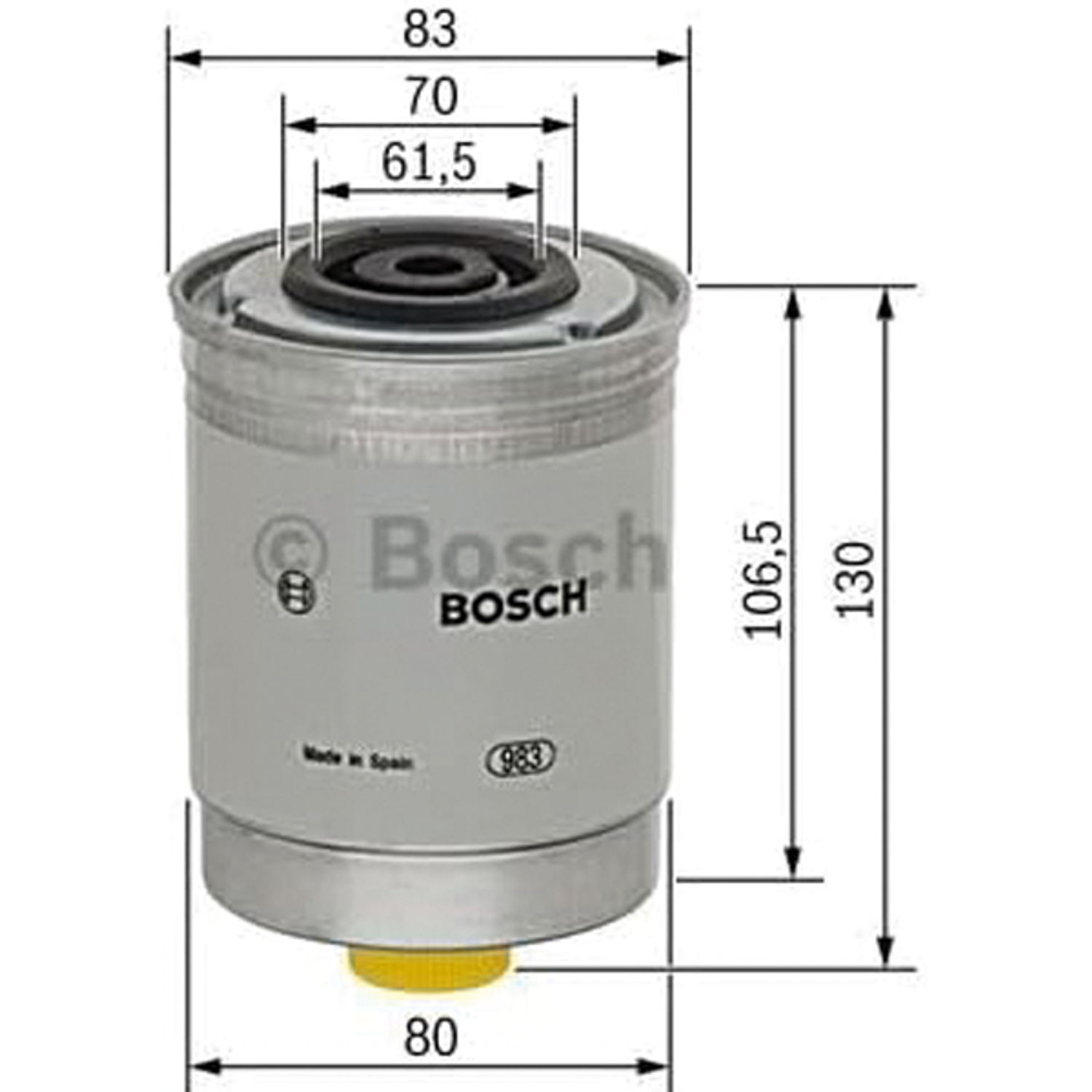 Bosch brændstoffilter N4103, Bukh 126mm kort