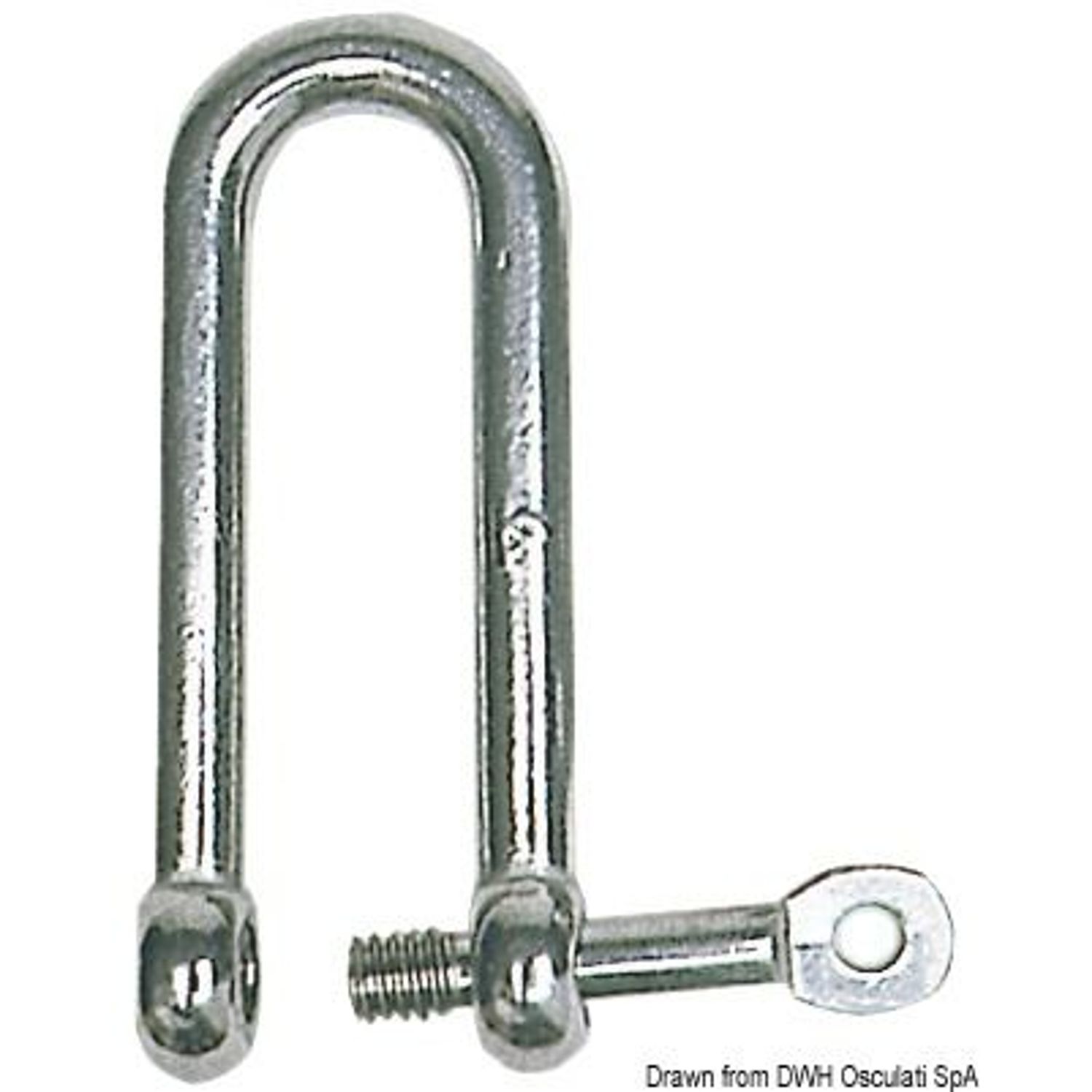 Lång schackel med säkrad bult AISI 316 10 mm