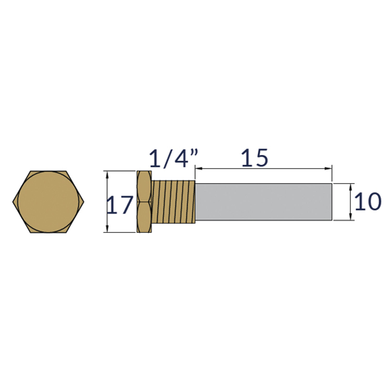Martec anod komplet 1/4" L:15mm