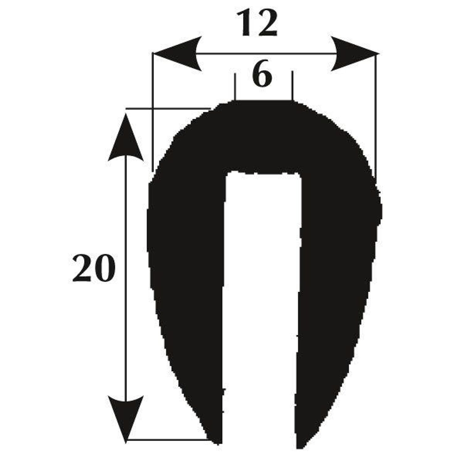 Suojanauha 20mm 6mm reuna musta, 50m rulla