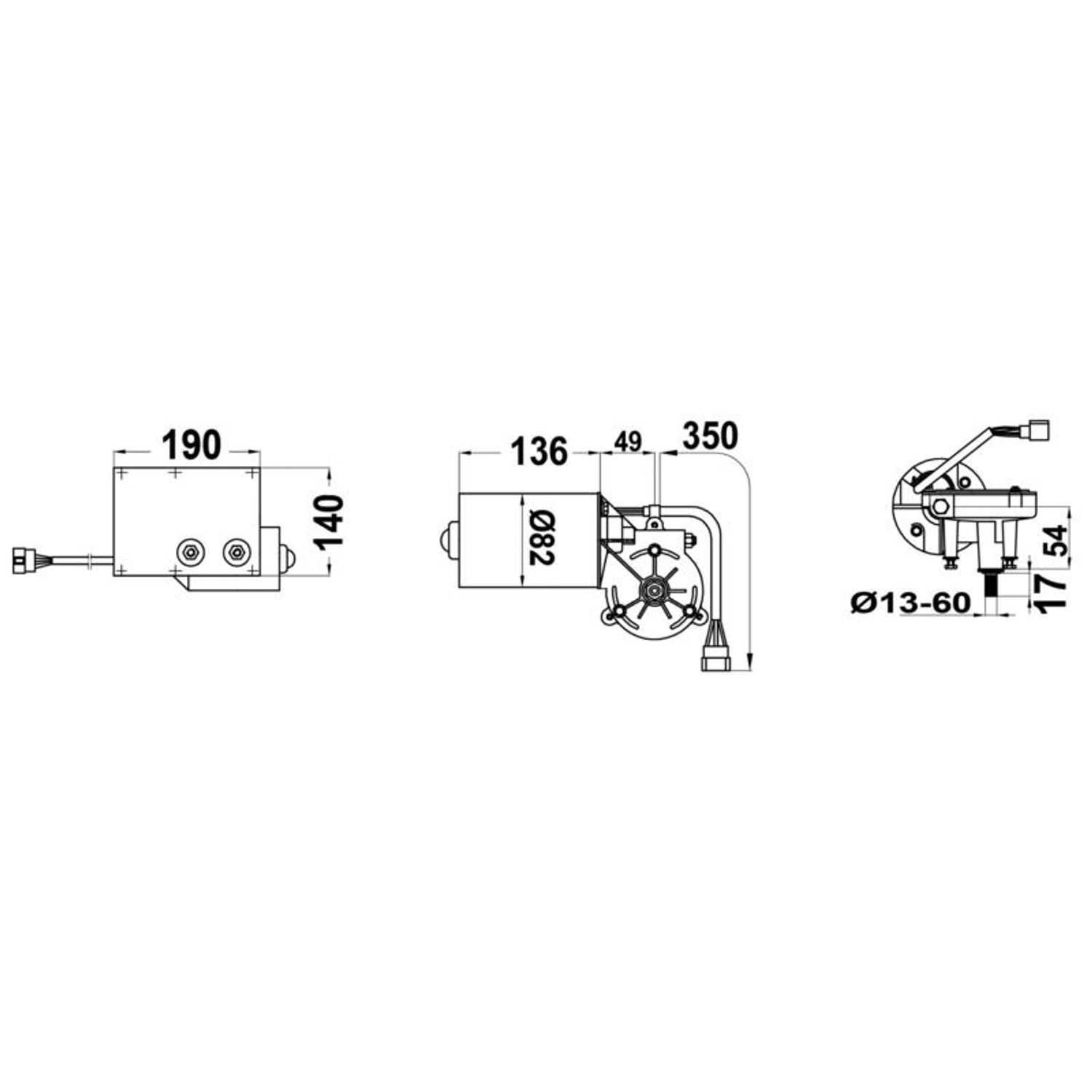Motor för torkararmar och torkarblad 24 V 100 W