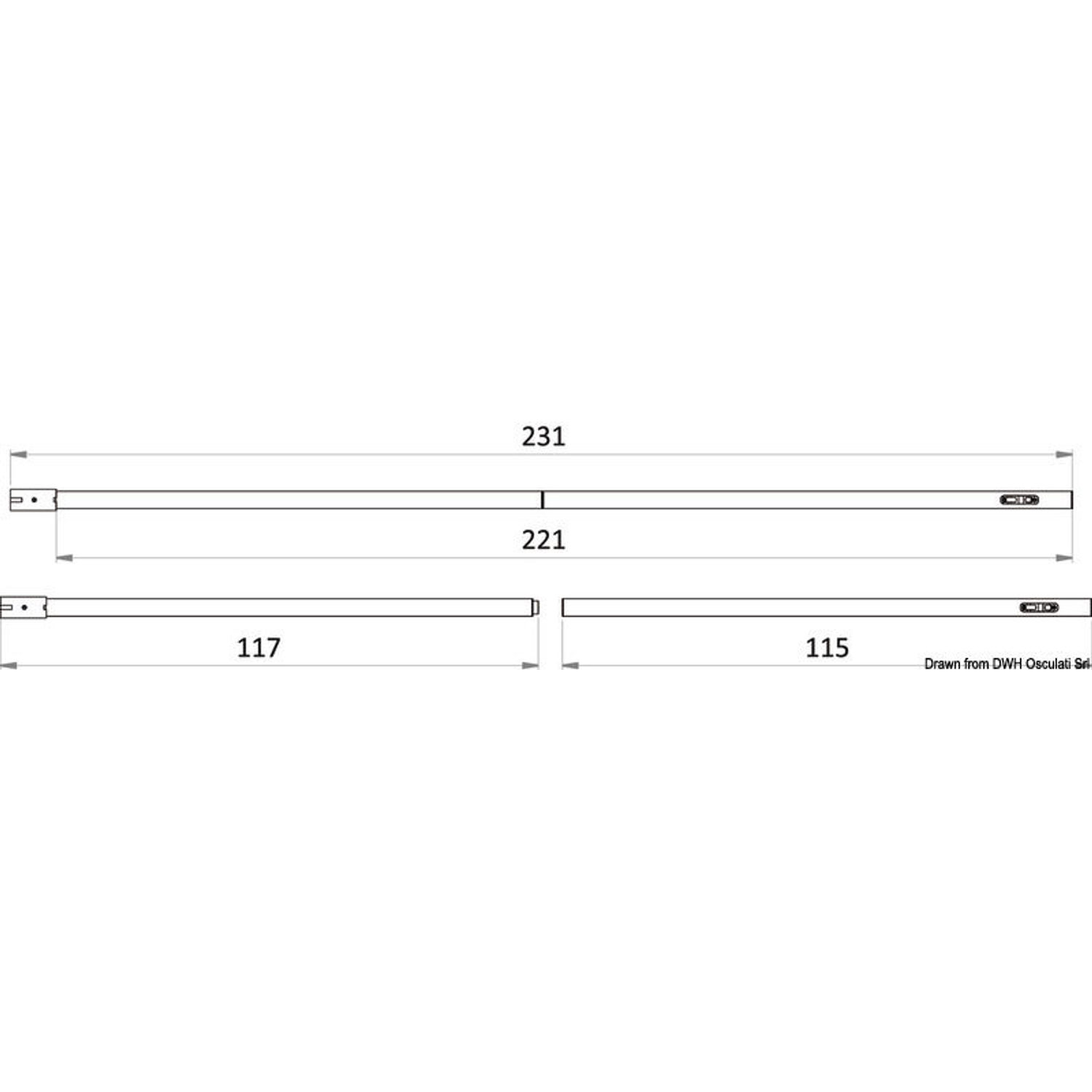 Avtakbar karbonstang for bimini 110/231 cm