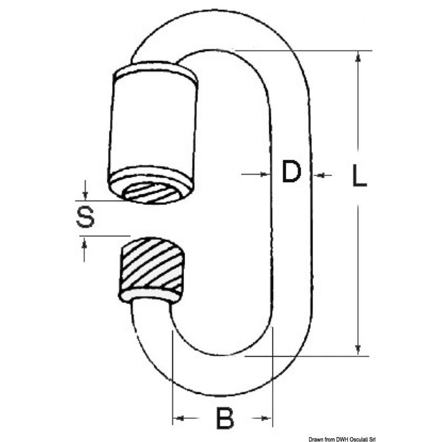 Karabinkrok med skrueåpning AISI 316 3.5 mm