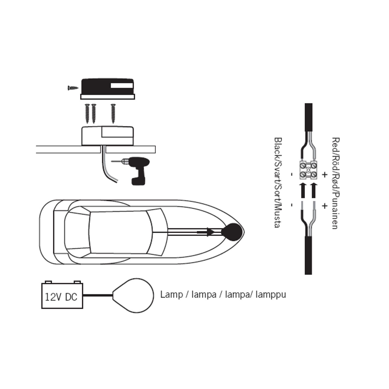 Tupla Ajovalo LED, 12V, kromi