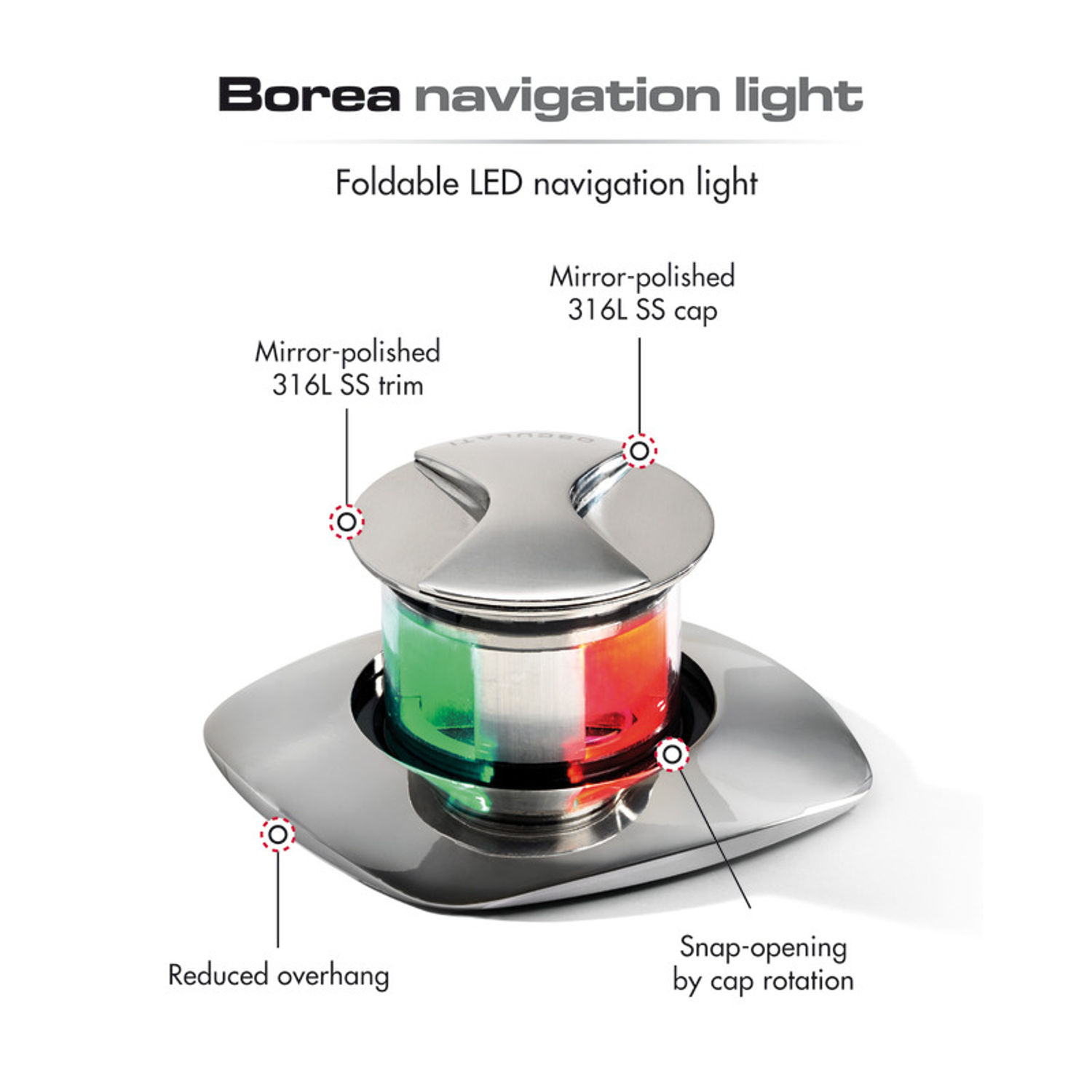 
Borea push up LED navigationslys til båd op til 20m