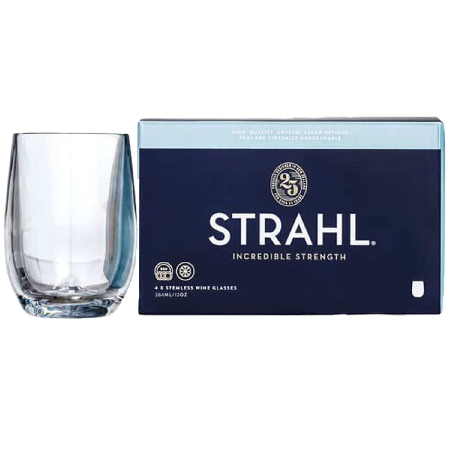 Strahl Stemless vinglass Polykarbonat 384 ml. 4 stk i gaveeske