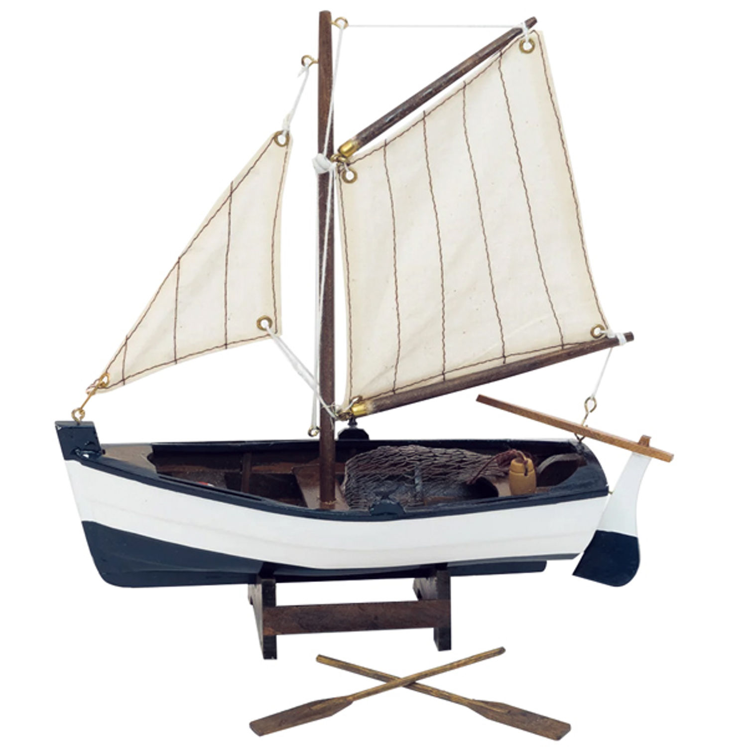 Modelsejlskib med åre 22x22 cm