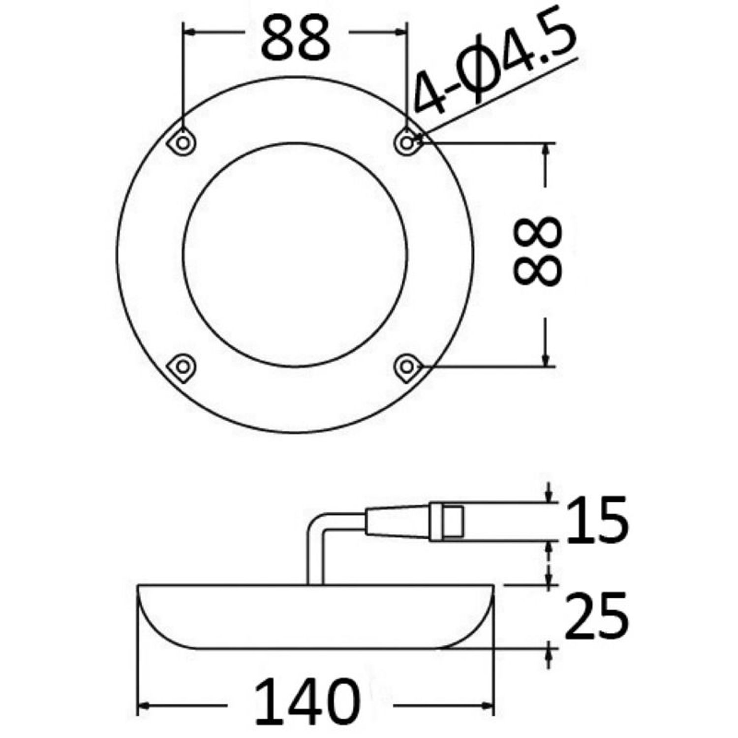 Undervannslys med 12x3W hvite LED og skruer