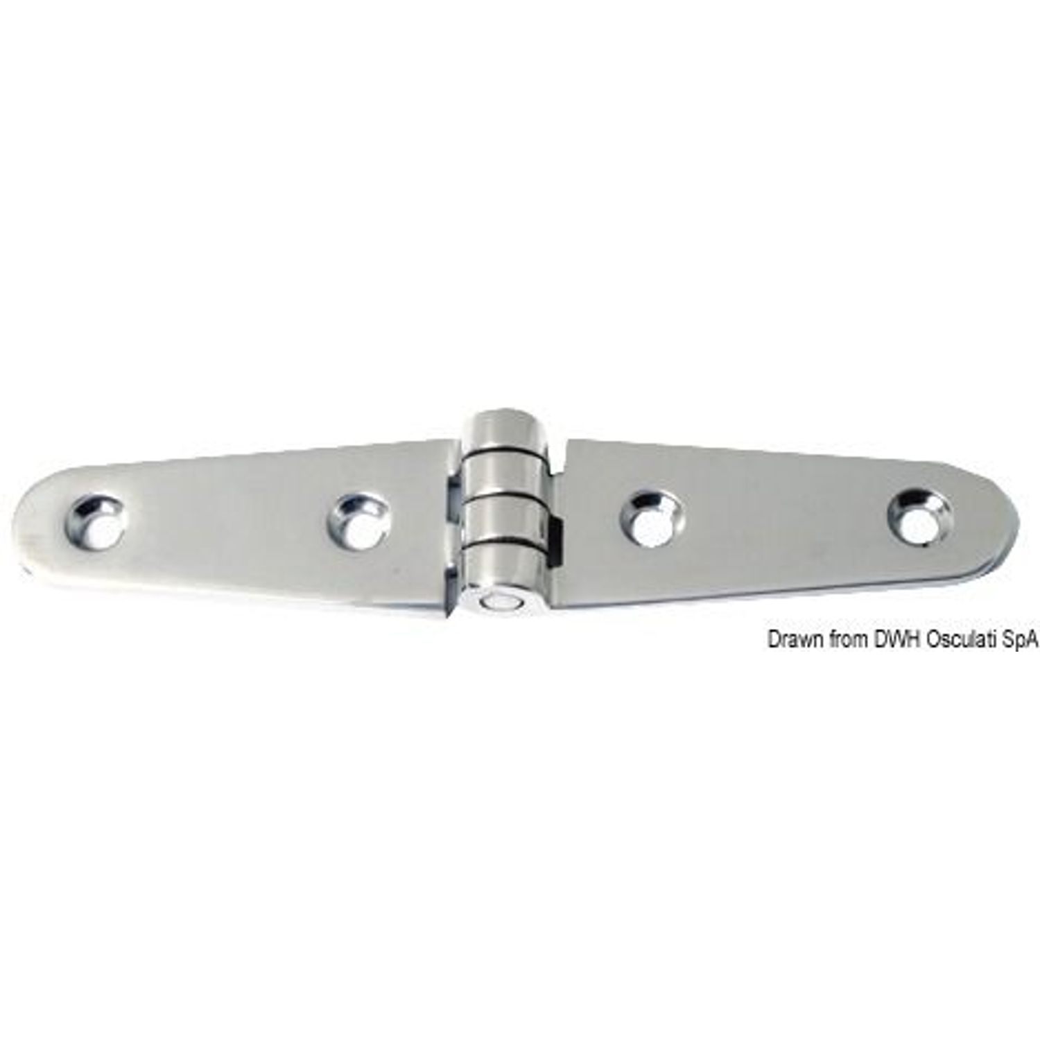 Hængsel, long wing poleret SS 152x29 mm