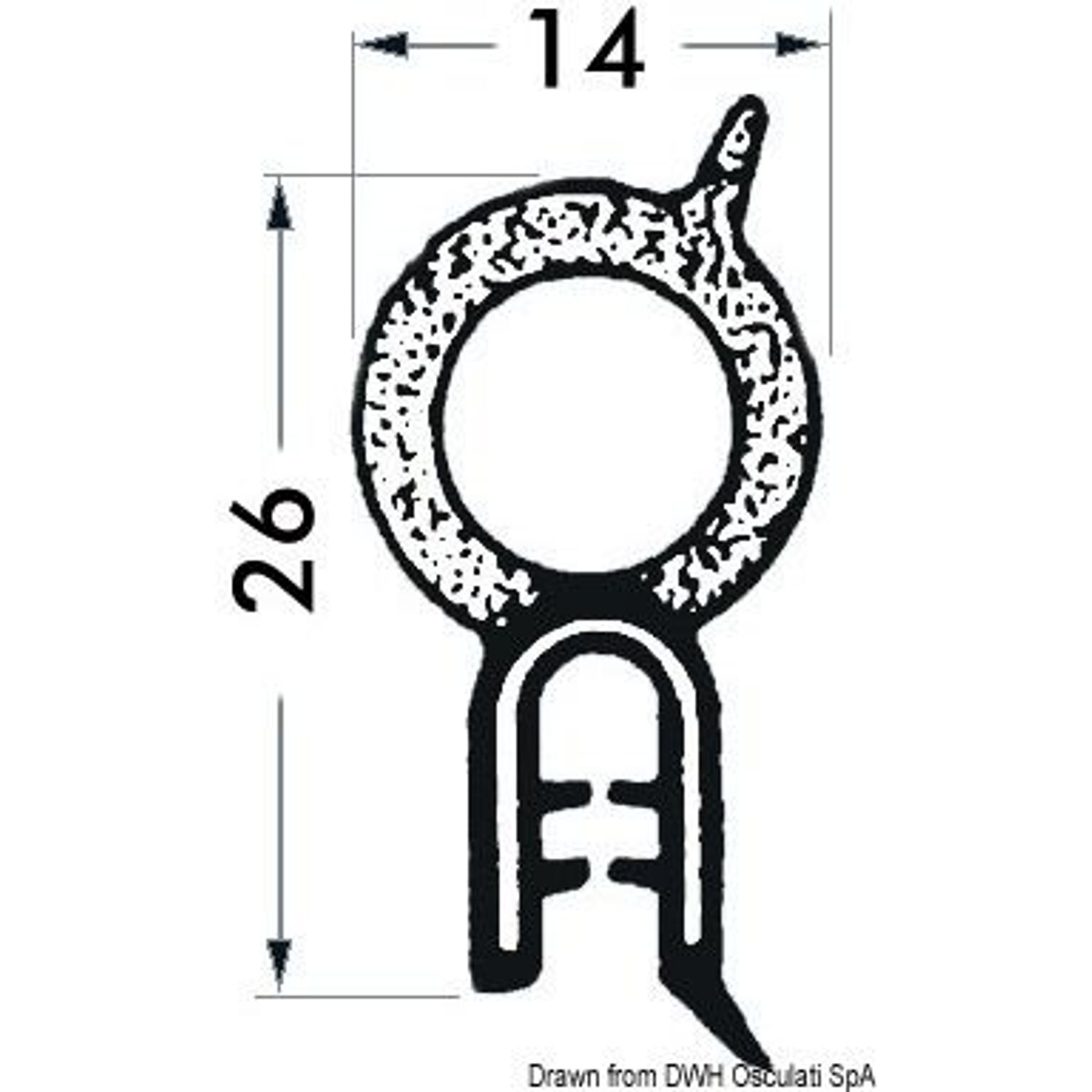 Forsterket PVC-profil for glassfiberkant svart 2-4 mm 50 m