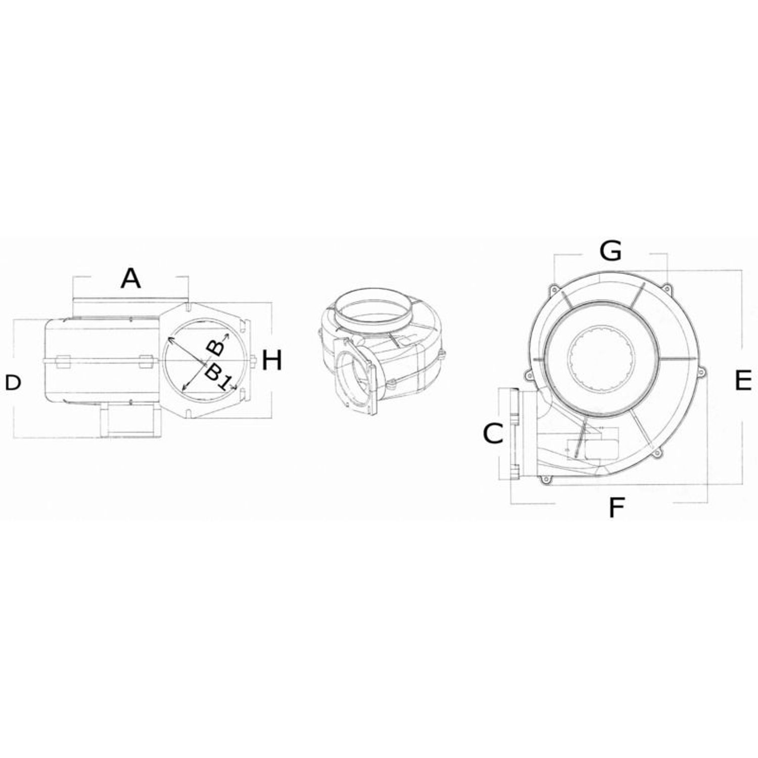 Centrifugalblæser til skotmontering 12 V 19 A