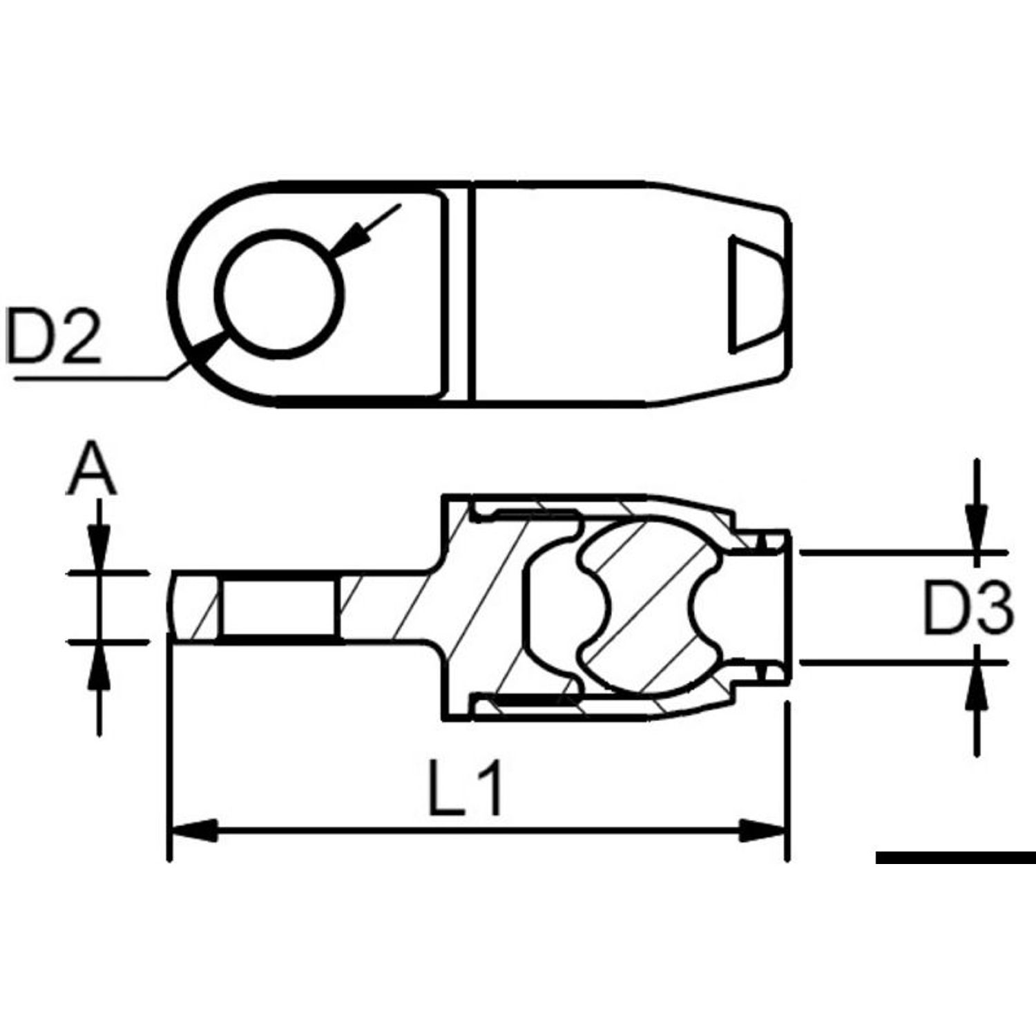 Øyeterminal for tekstilrigg Ø 4 mm
