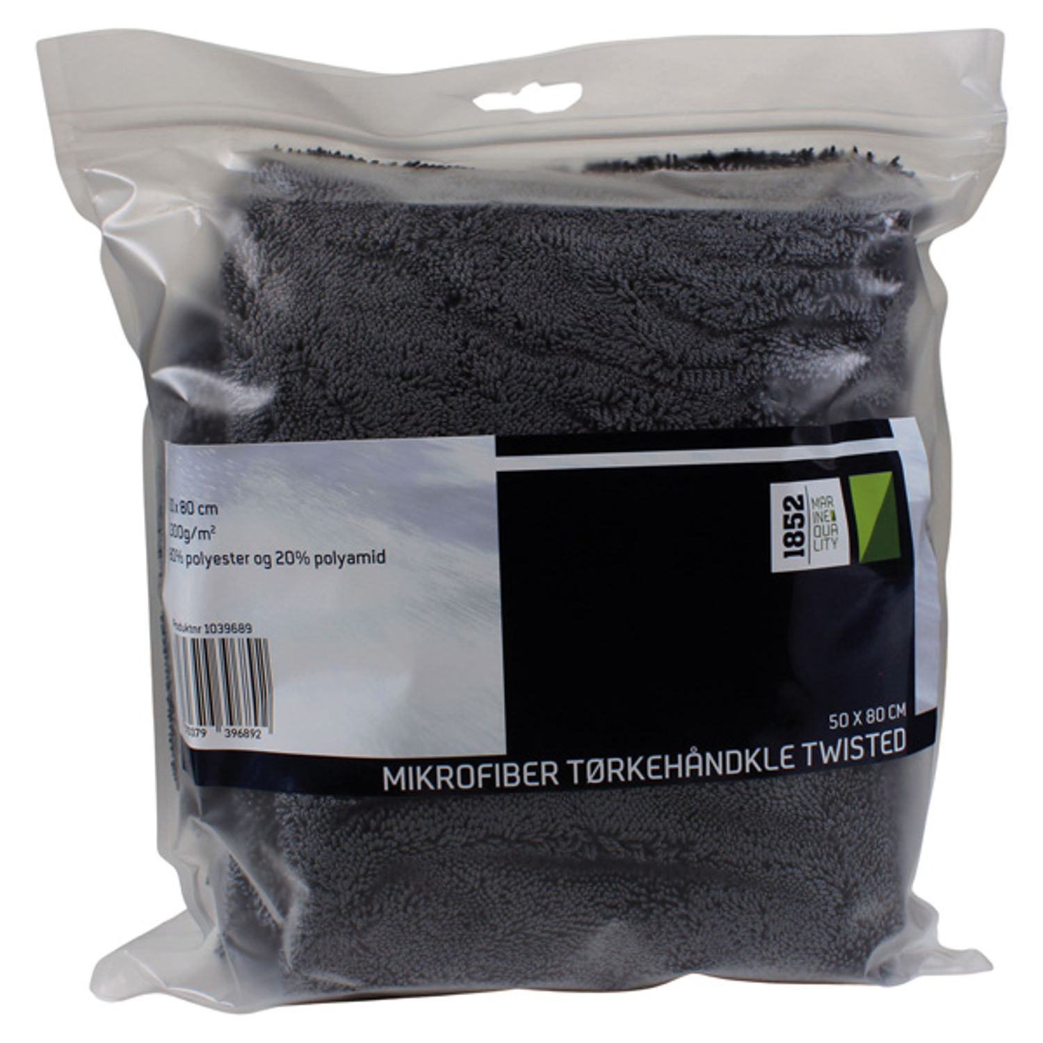1852 Mikrofiber tørre klud grå 50x80cm 1300g/m2