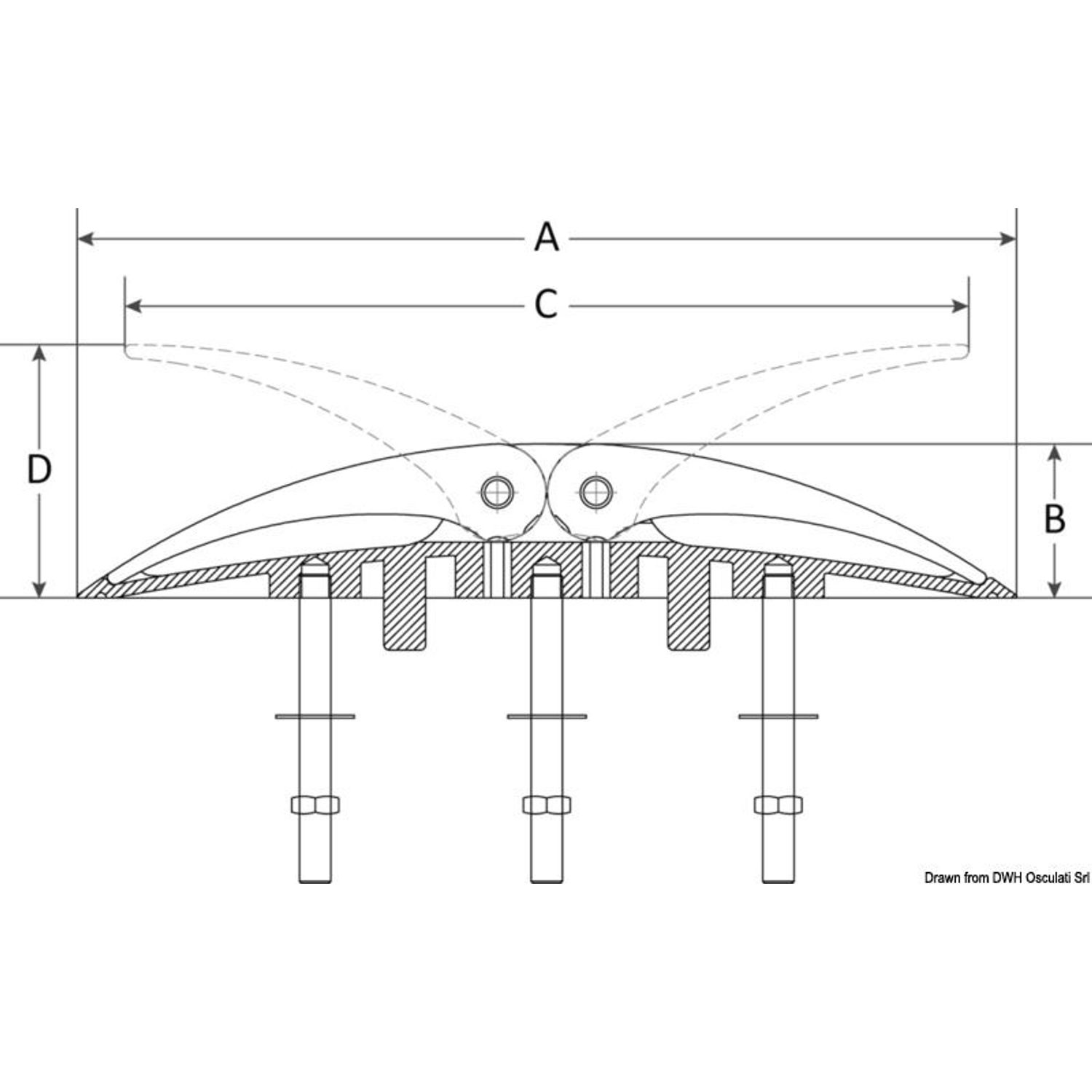 WING pop-up kryssholt AISI316 480x75 mm