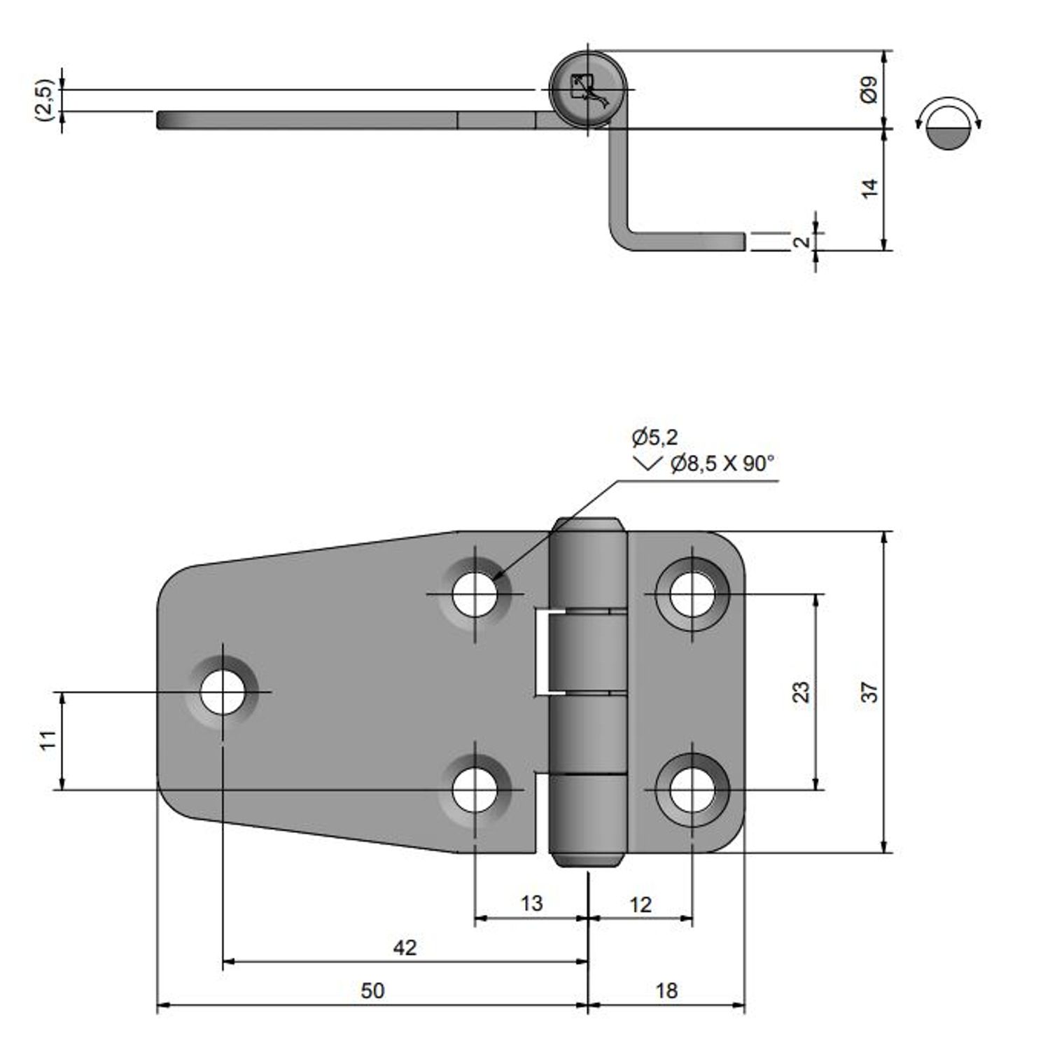 Roca Hengsel, 67.5x37x15mm