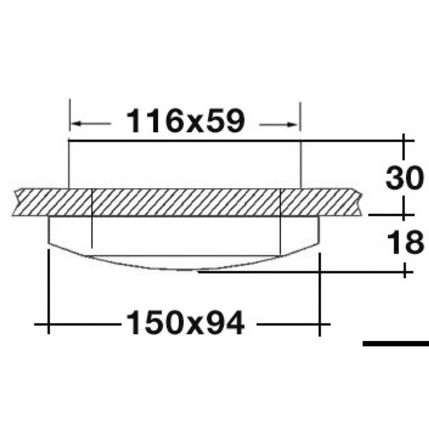Phad spegelpolerad infälld taklampa 12/24V 5W