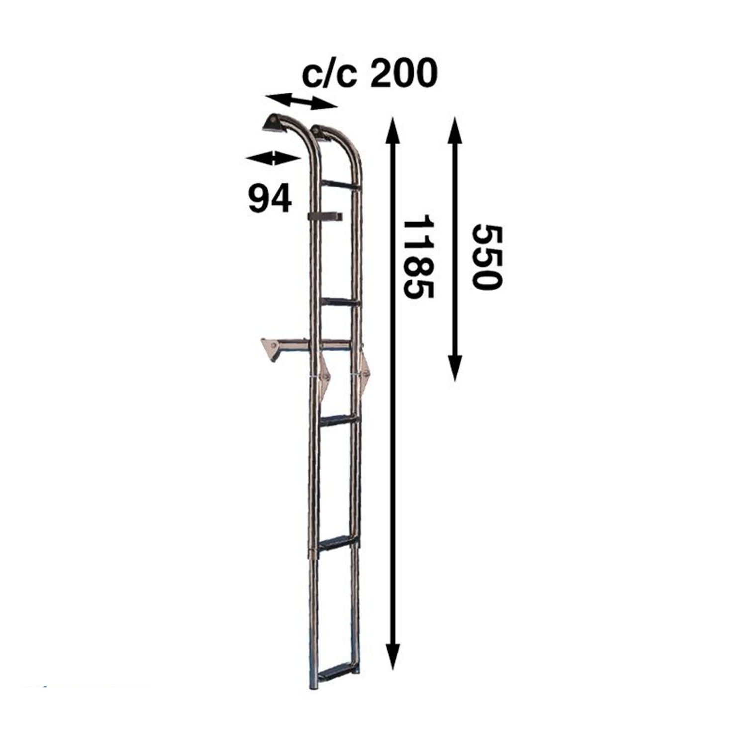 Båtsystem Teleskopisk Stige for hekken 119 x 21 cm 5 trinn