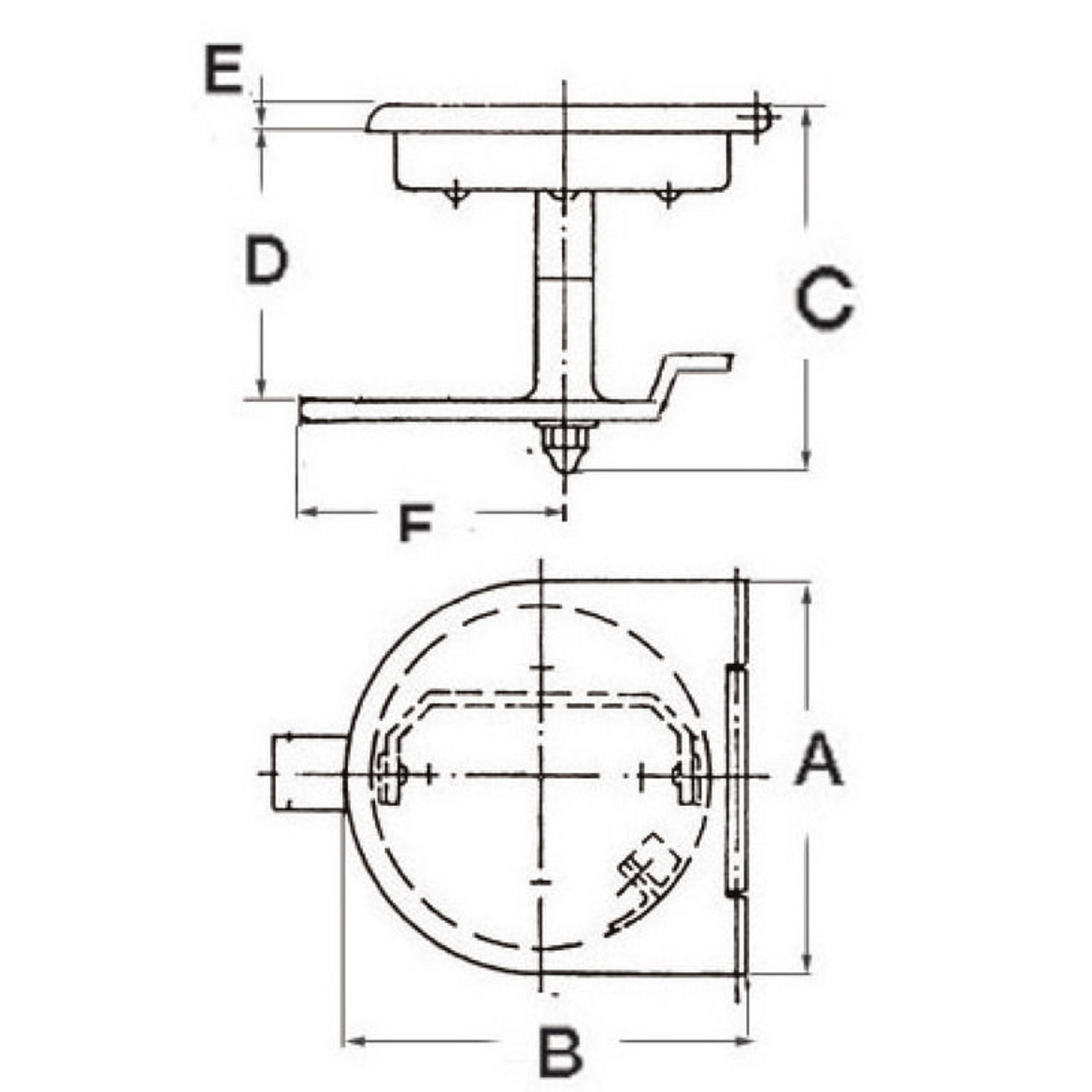 Lyft- och vridregel med lock AISI316 115x110 mm