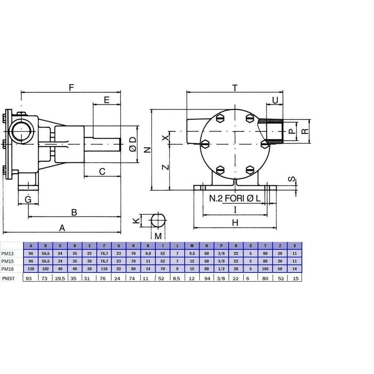 Ancor Impellerpumpe for Motor PM16
