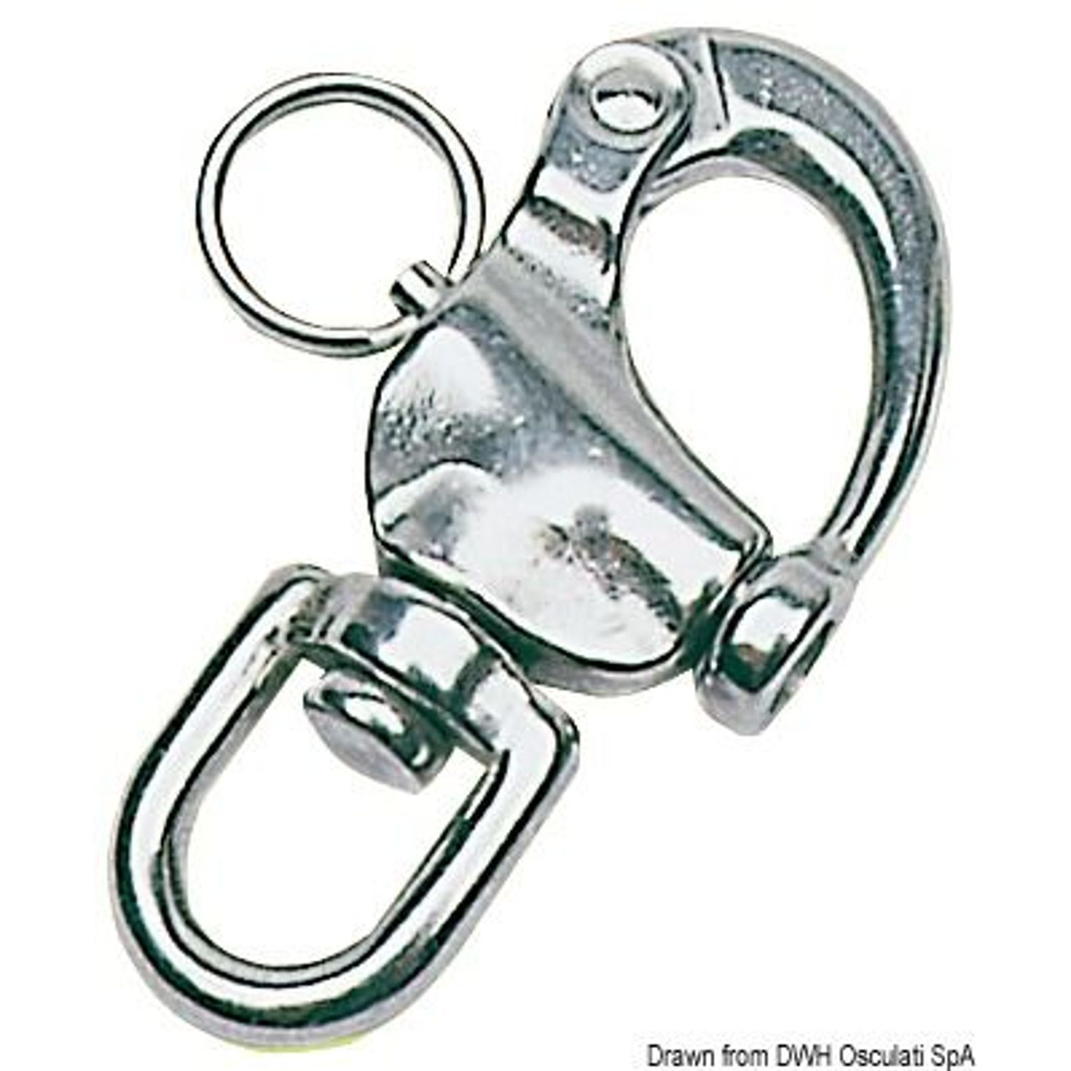 Hurtigsjakkel for spinnaker med sviveløye AISI 316 128 mm
