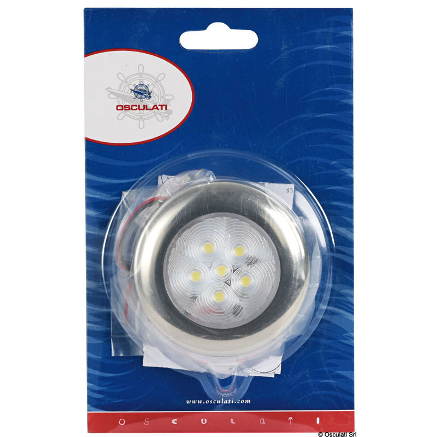 Taklampa med SS-ring, 6 LEDs, blå
