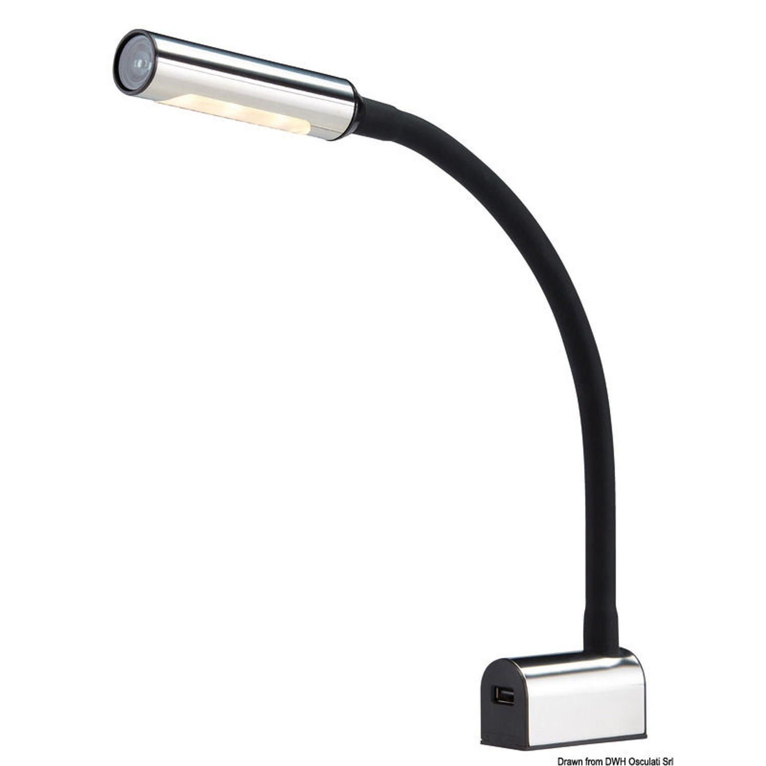 Leddet LED-læselampe SS + sort silikone