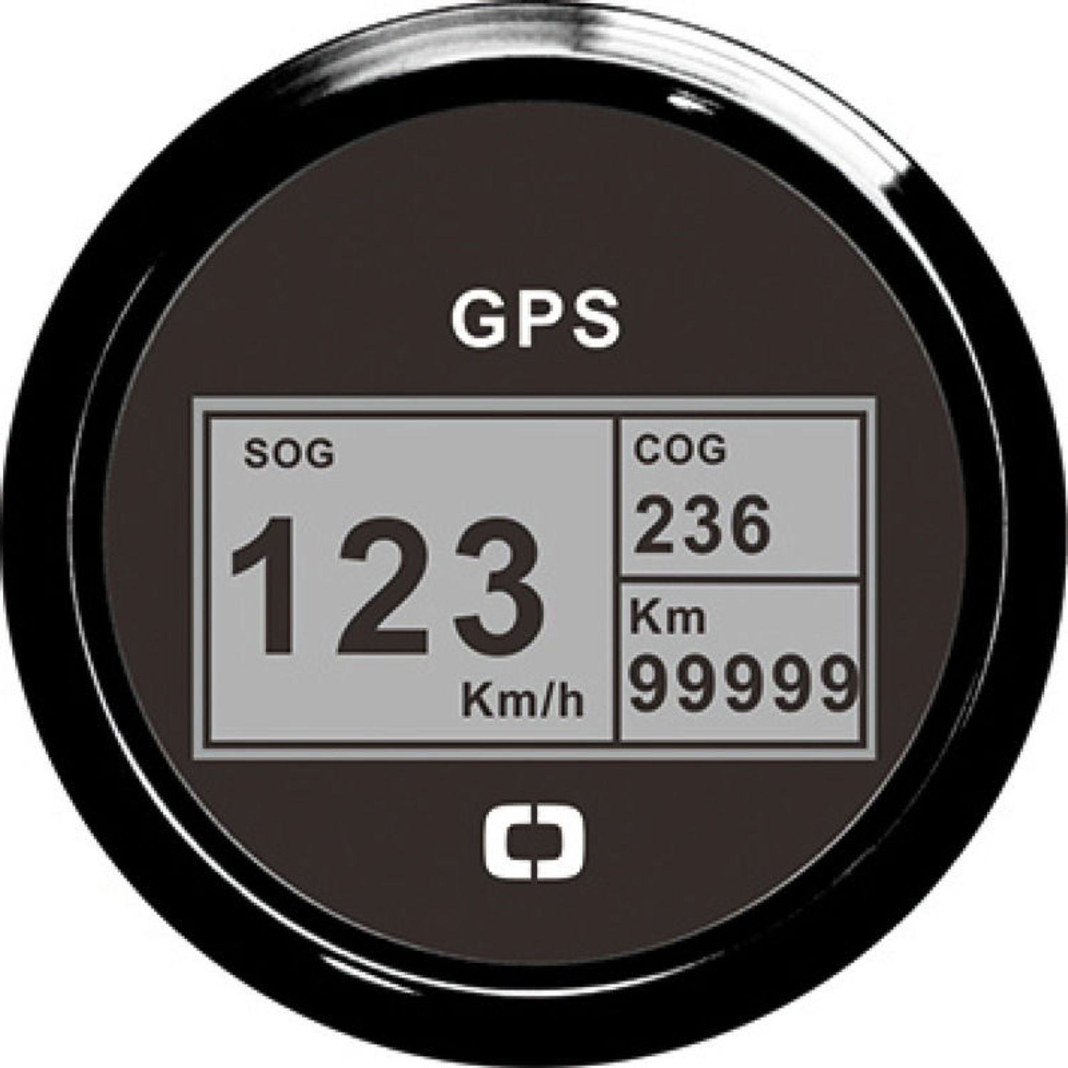 Speedometer kompas distancetæller GPS sort/sort