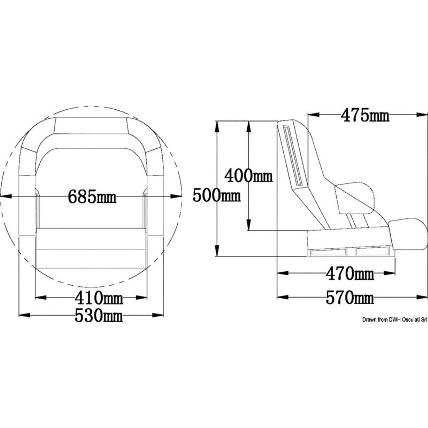 Ergonominen pehmustettu istuin H52R ylöskäännettävällä bolsterilla