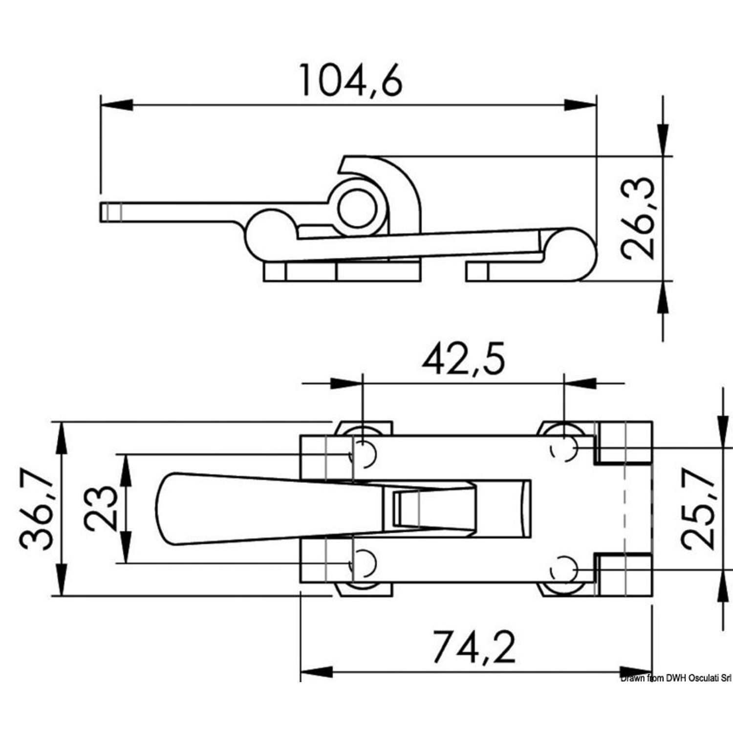 Spennlås AISI 316 104.6 x 36.7 mm
