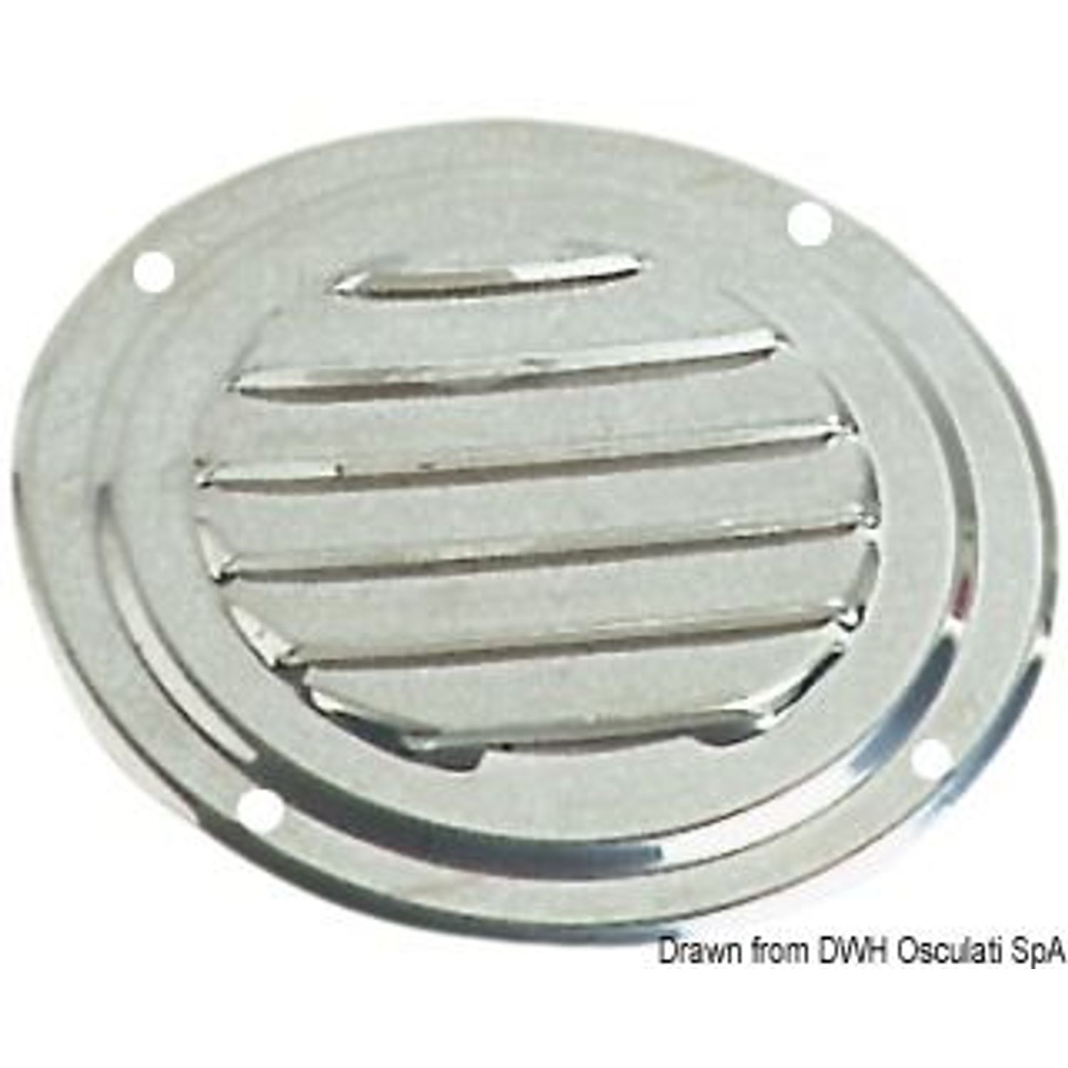Rund ventilrist med lameller, poleret SS Ø 125 mm