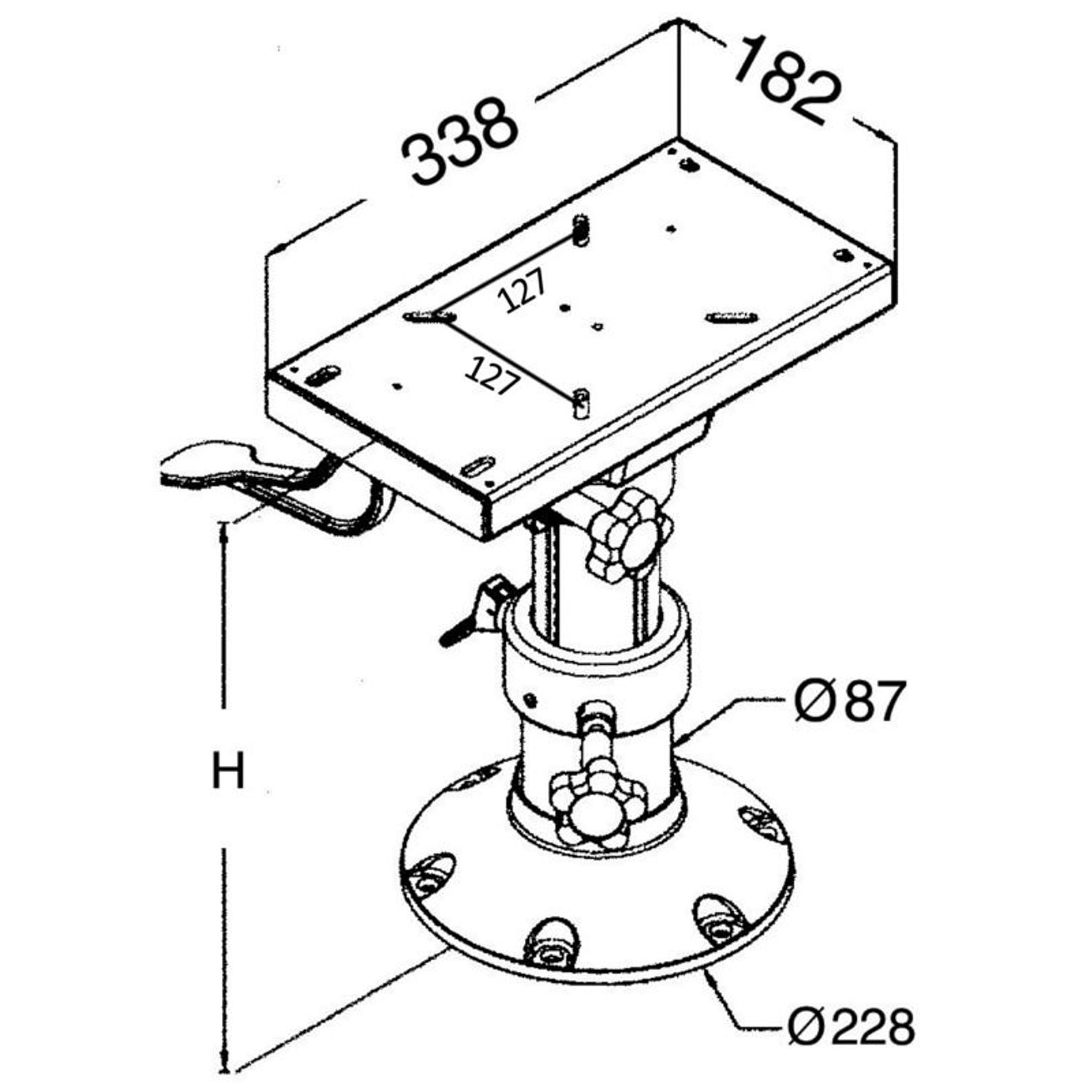 Stolpedestal med vridbar glidskena 437/590 mm