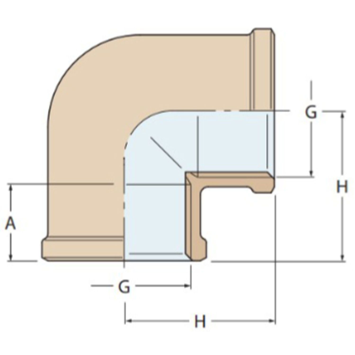 Guidi Rørkobling 90° i Bronse
