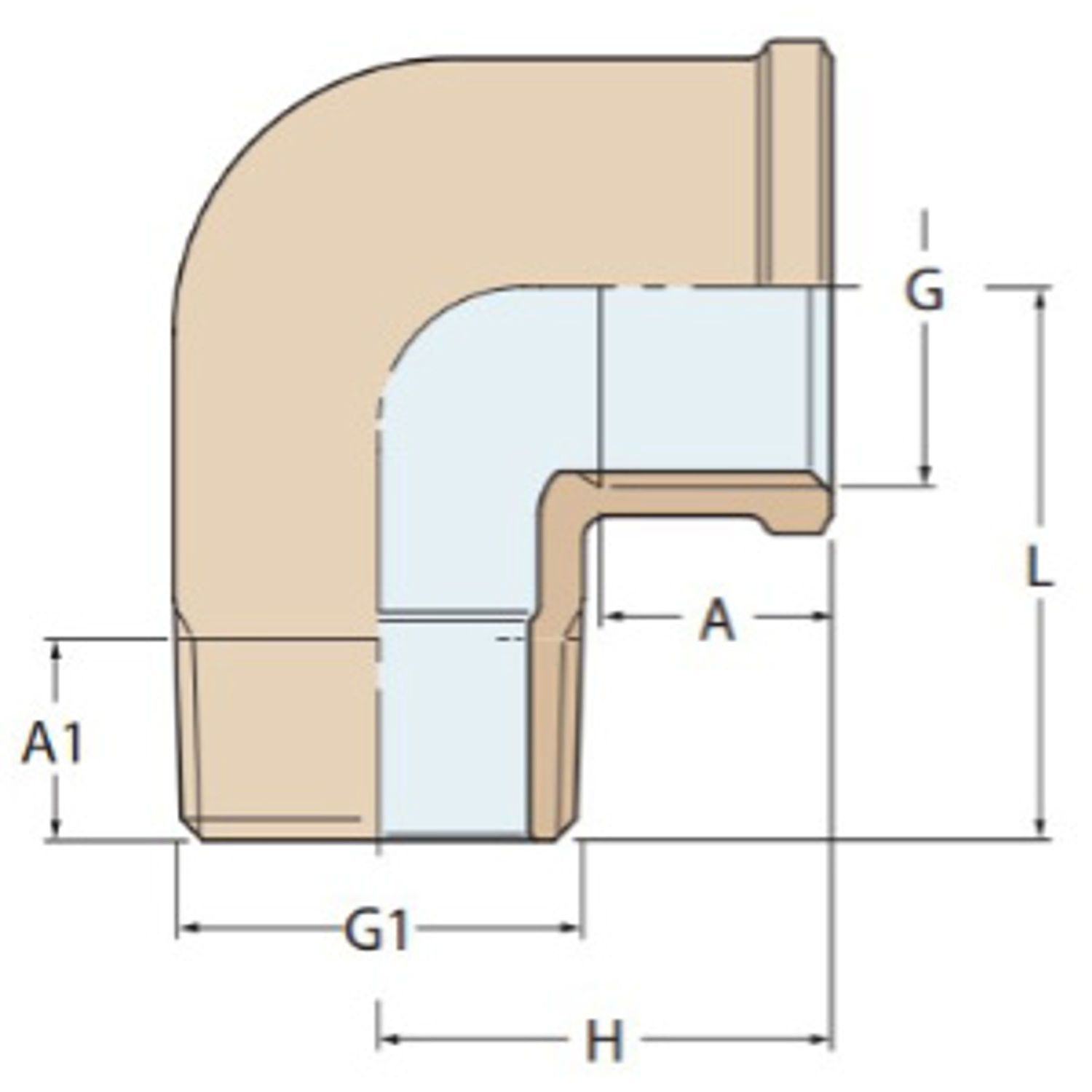Guidi Rørkobling 90° i Bronze