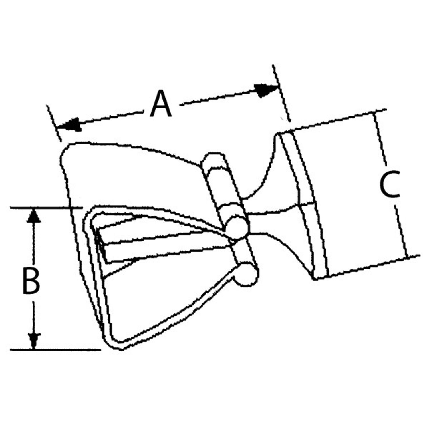 Dørholder Rustfrit Stål, 41x35mm, 1 1/2"