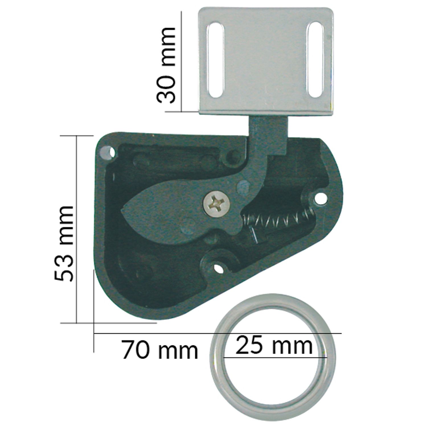 Magneettinen Lukko Kaappiin/ovelle - 70x53mm, Ø:25mm