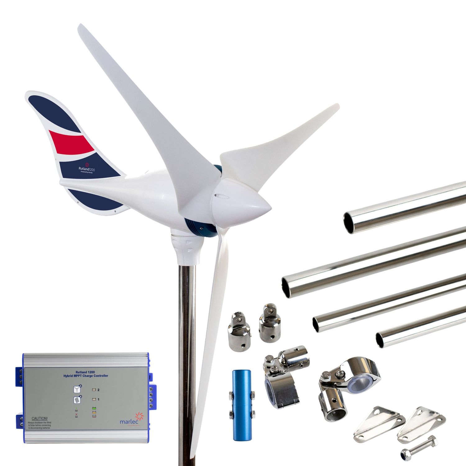 Rutland 1200 vindgeneratorkit med med mast och stag
