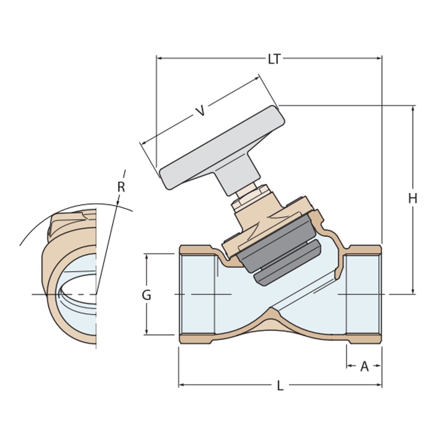 Guidi kuleventil "non-stick" i bronse Guidi kuleventil "non-stick" i bronse