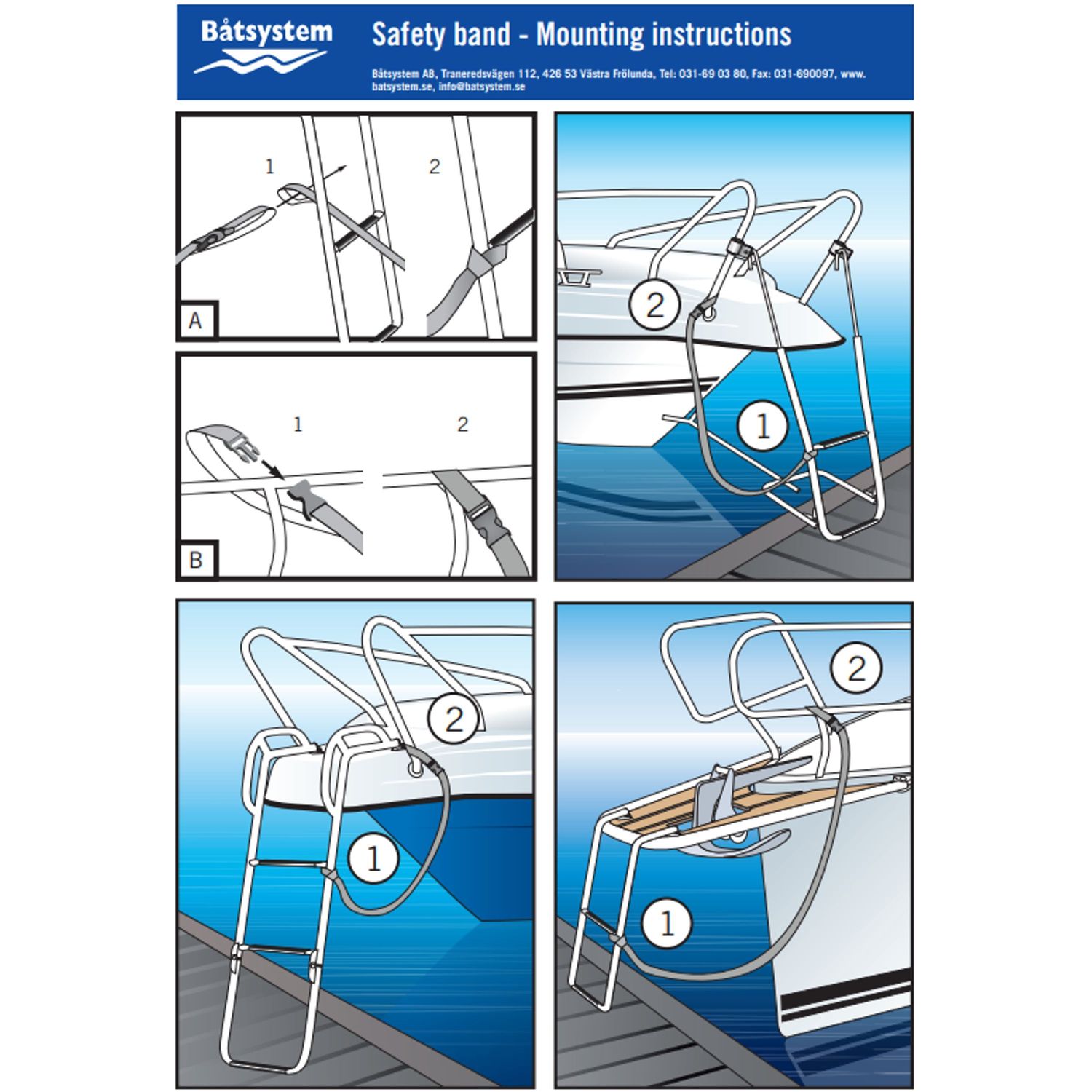 Båtsystem sikkerhetsbånd til stige