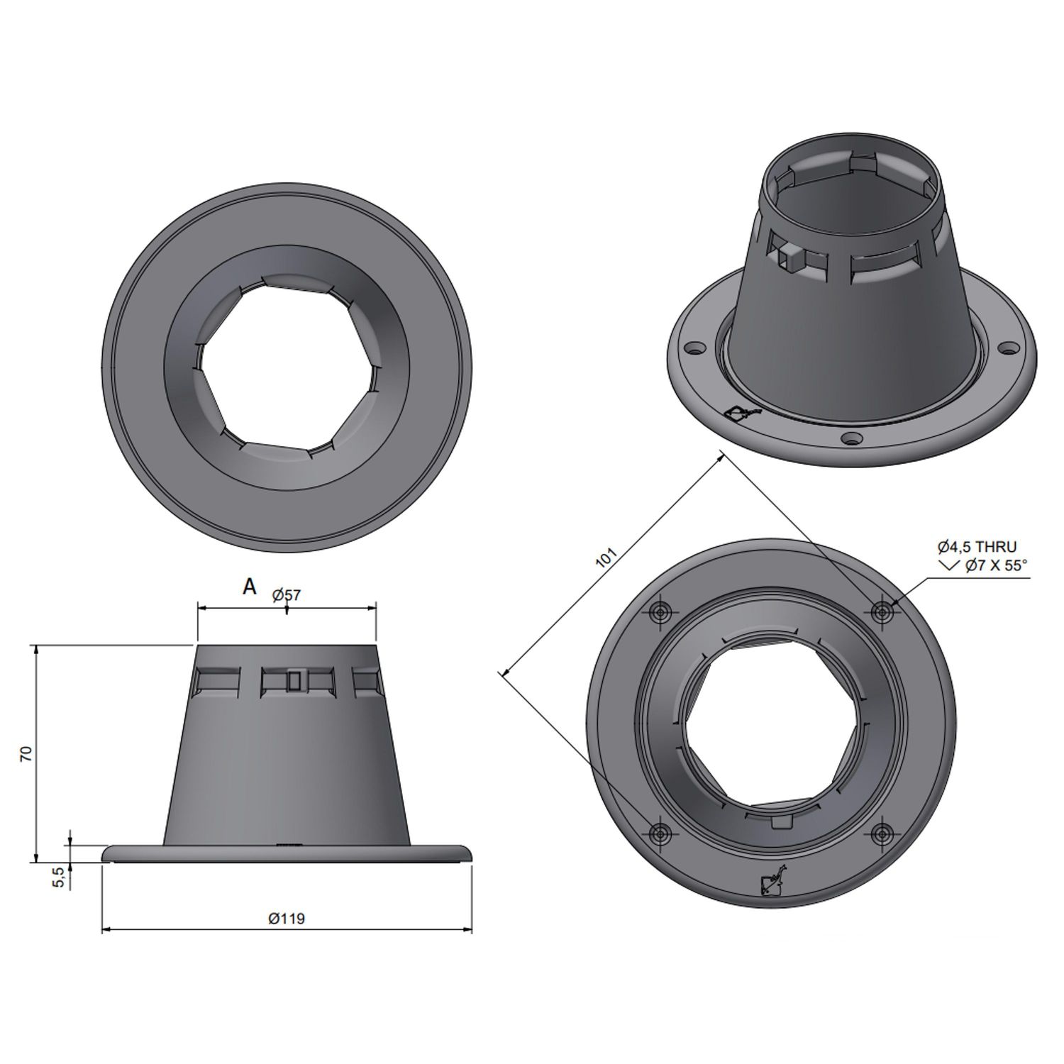 Roca Tätningsbälg ø125 mm