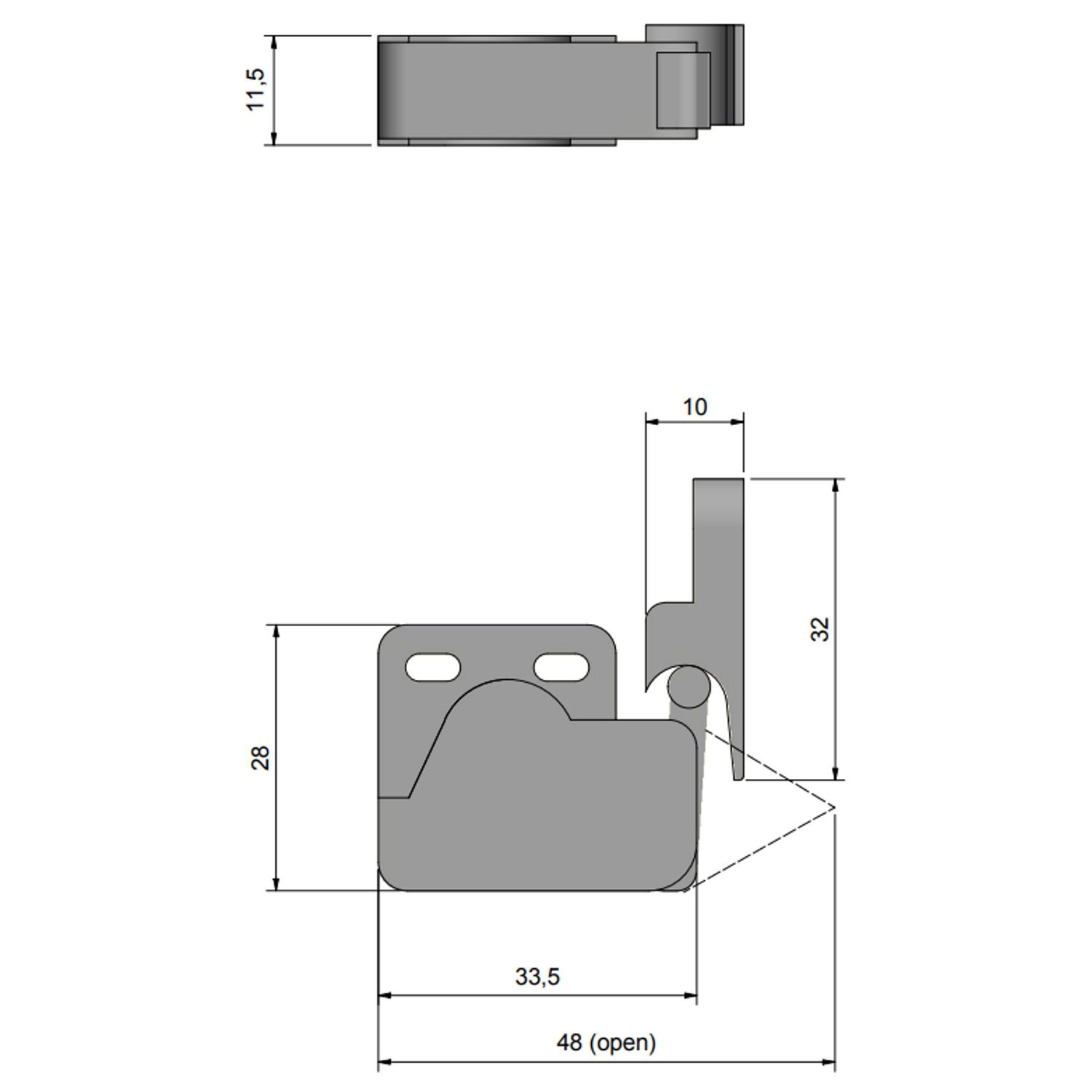 Skåplås 48 x 28 mm