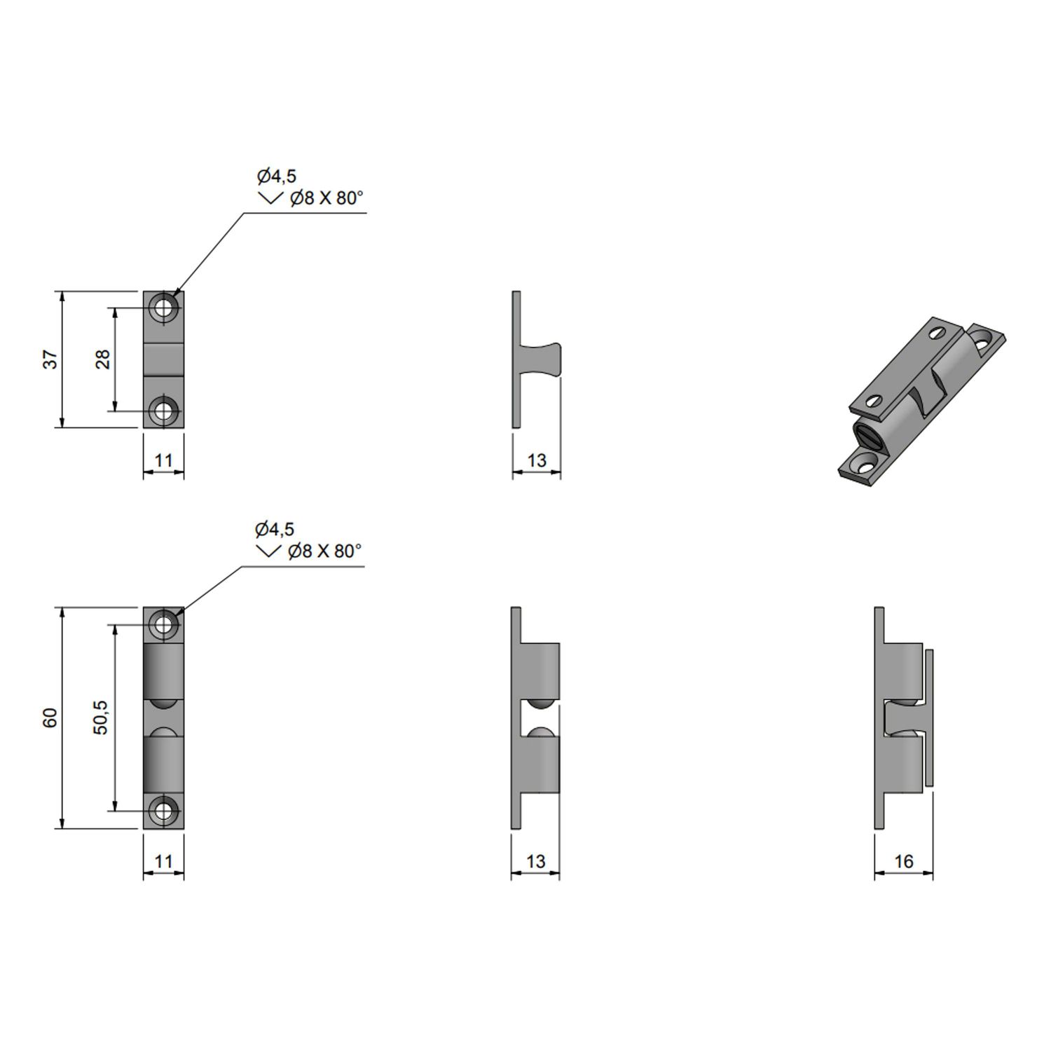 Roca Kuulalukko Messinki, 60x11mm