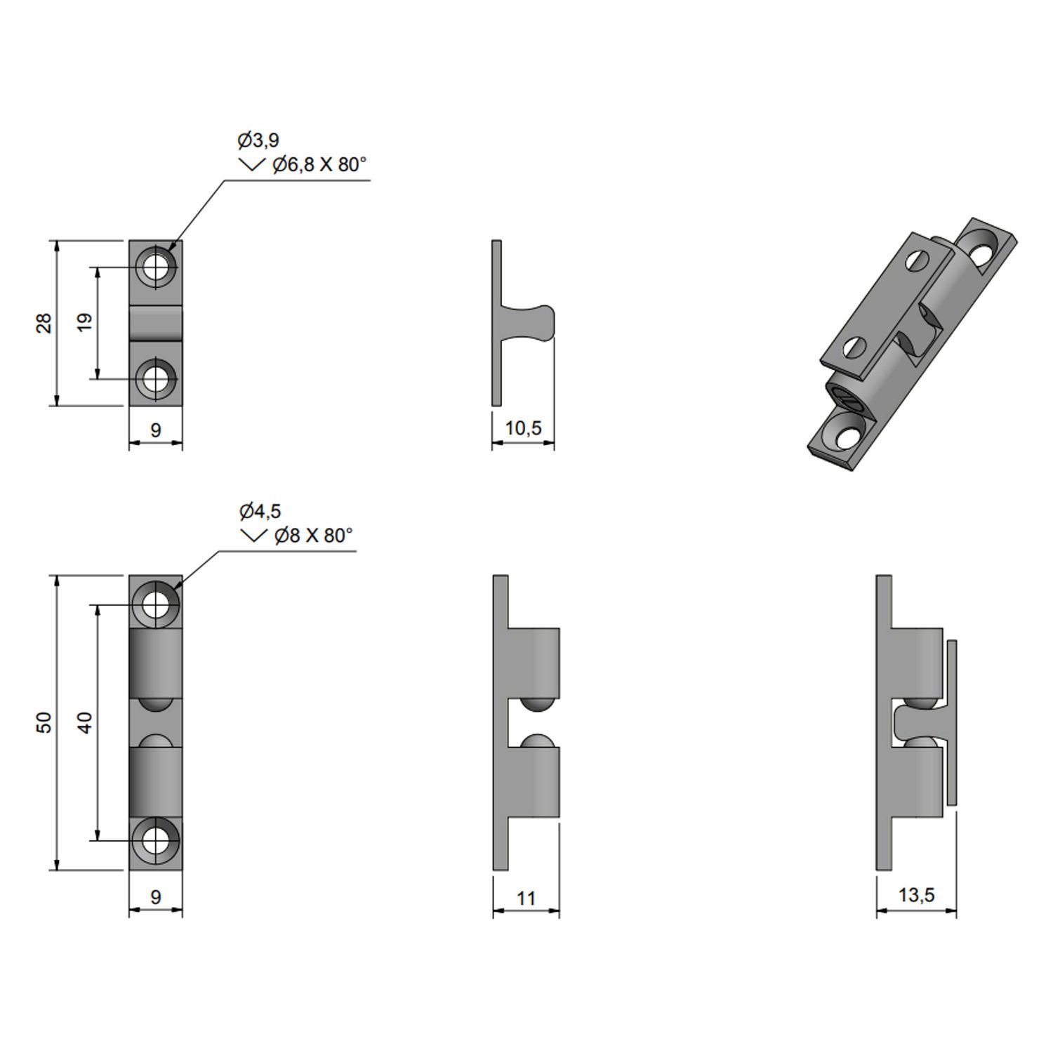 Roca Kuulalukko Messinki, 49x9mm