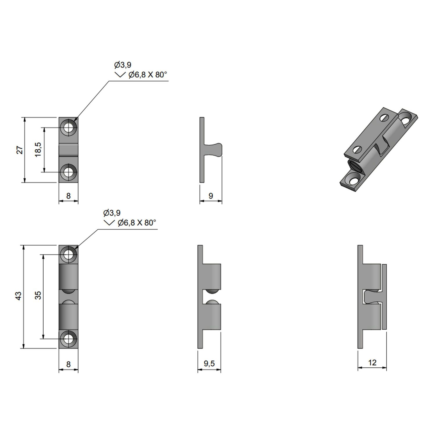 Roca Kuulalukko Messinki, 44x8 mm