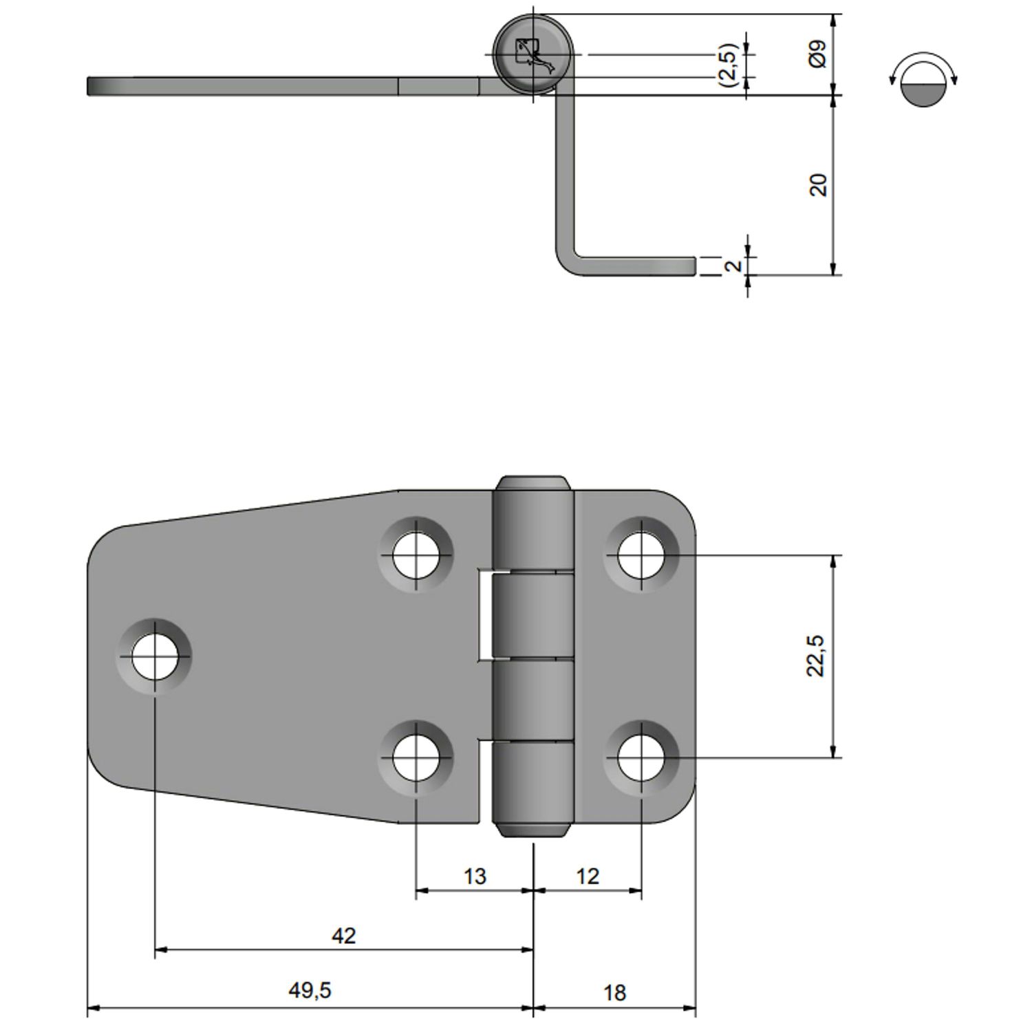 Roca Hengsel, 67.5x37x20mm