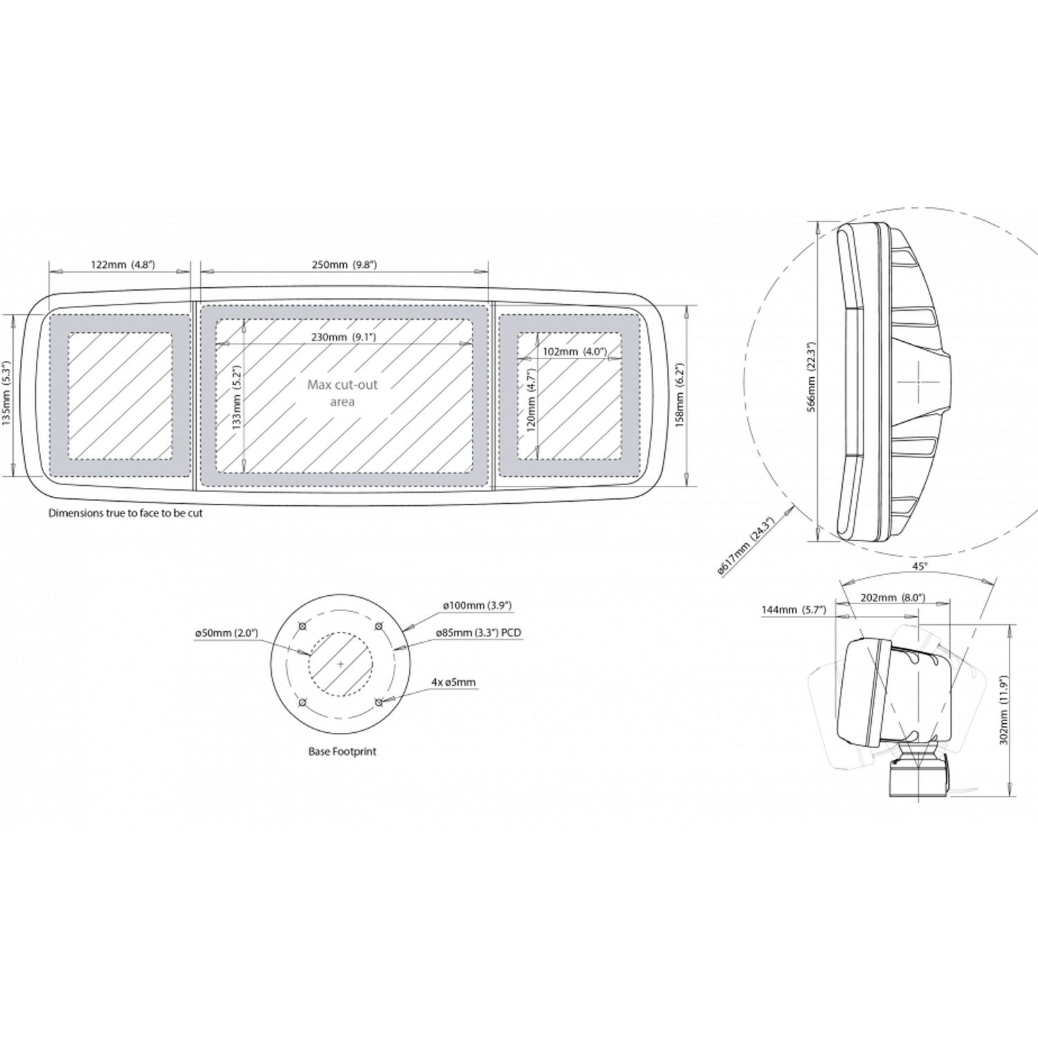 Scanstrut ScanPod jopa 4 instrumentille Helm Pod SPD-4XI-W