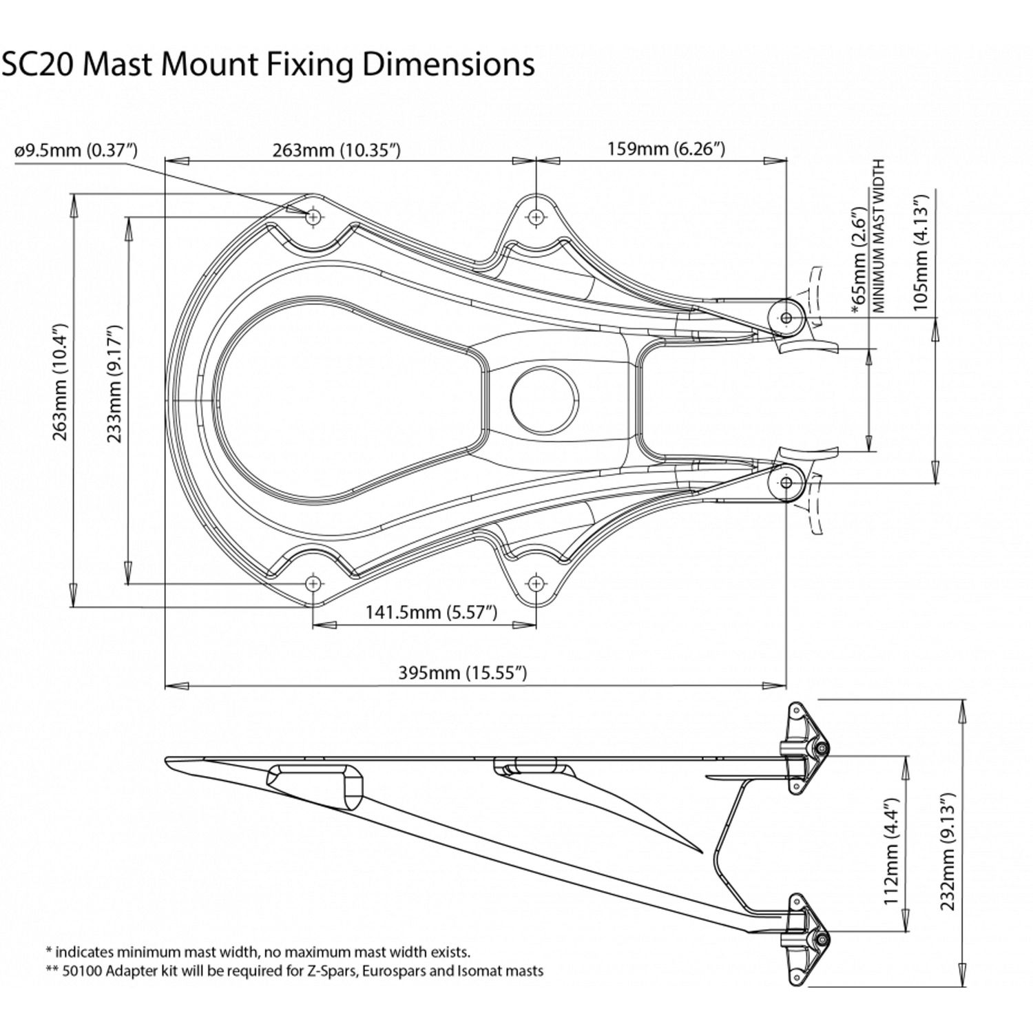 Scanstrut Mast Bracket Large Musta SC20